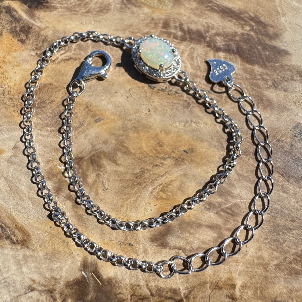0.7ct Coober Pedy Opal Bracelet ~ 'Coober Pedy Firetide' | 925 Sterling Silver | Solid Australian Opal