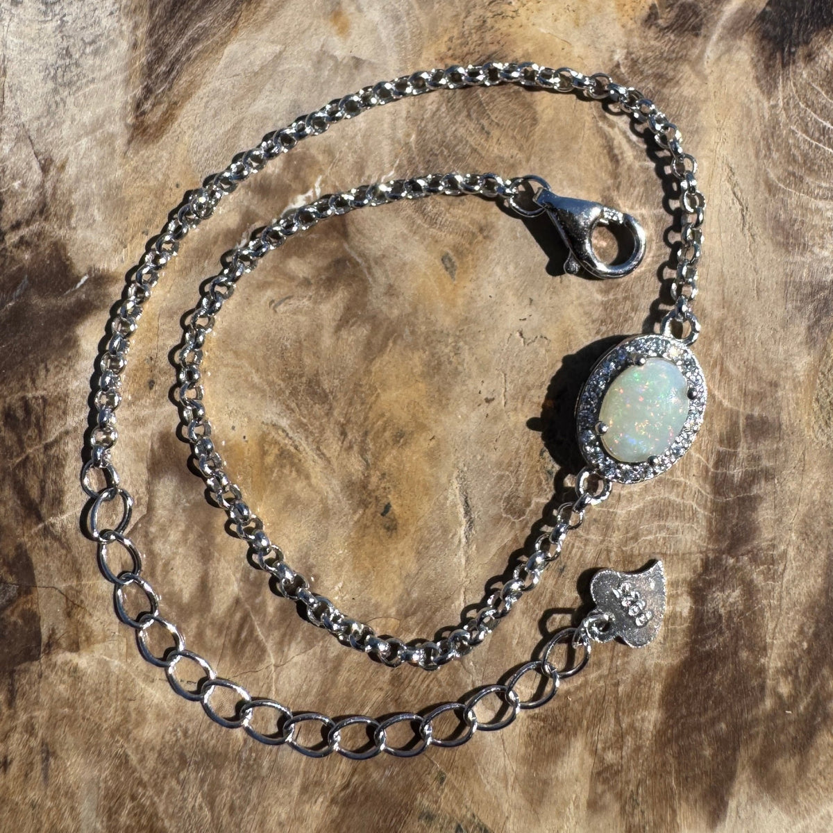 0.7ct Coober Pedy Opal Bracelet ~ 'Coober Pedy Firetide' | 925 Sterling Silver | Solid Australian Opal