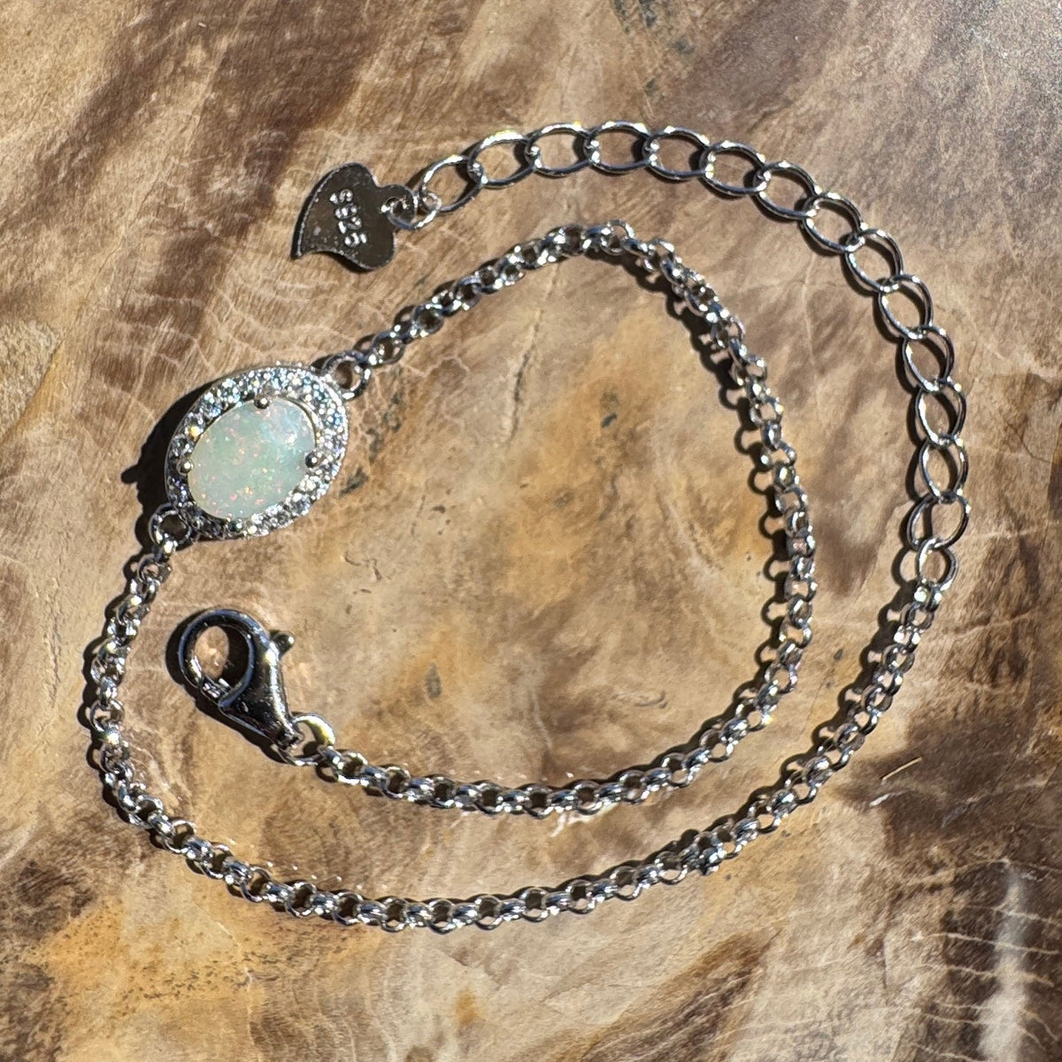 0.7ct Coober Pedy Opal Bracelet ~ 'Coober Pedy Firetide' | 925 Sterling Silver | Solid Australian Opal