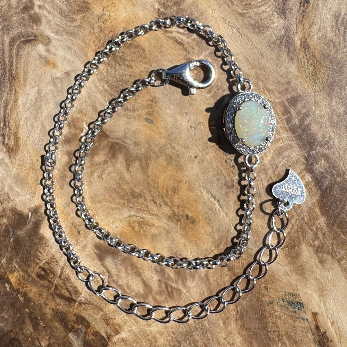 0.7ct Coober Pedy Opal Bracelet ~ 'Coober Pedy Firetide' | 925 Sterling Silver | Solid Australian Opal
