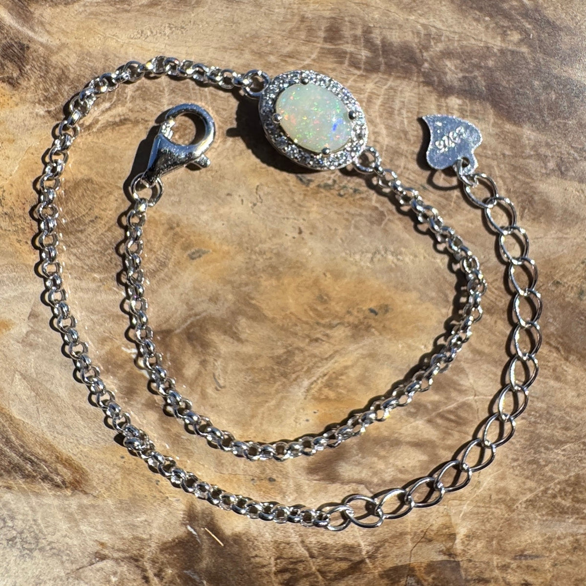 0.7ct Coober Pedy Opal Bracelet ~ 'Coober Pedy Firetide' | 925 Sterling Silver | Solid Australian Opal