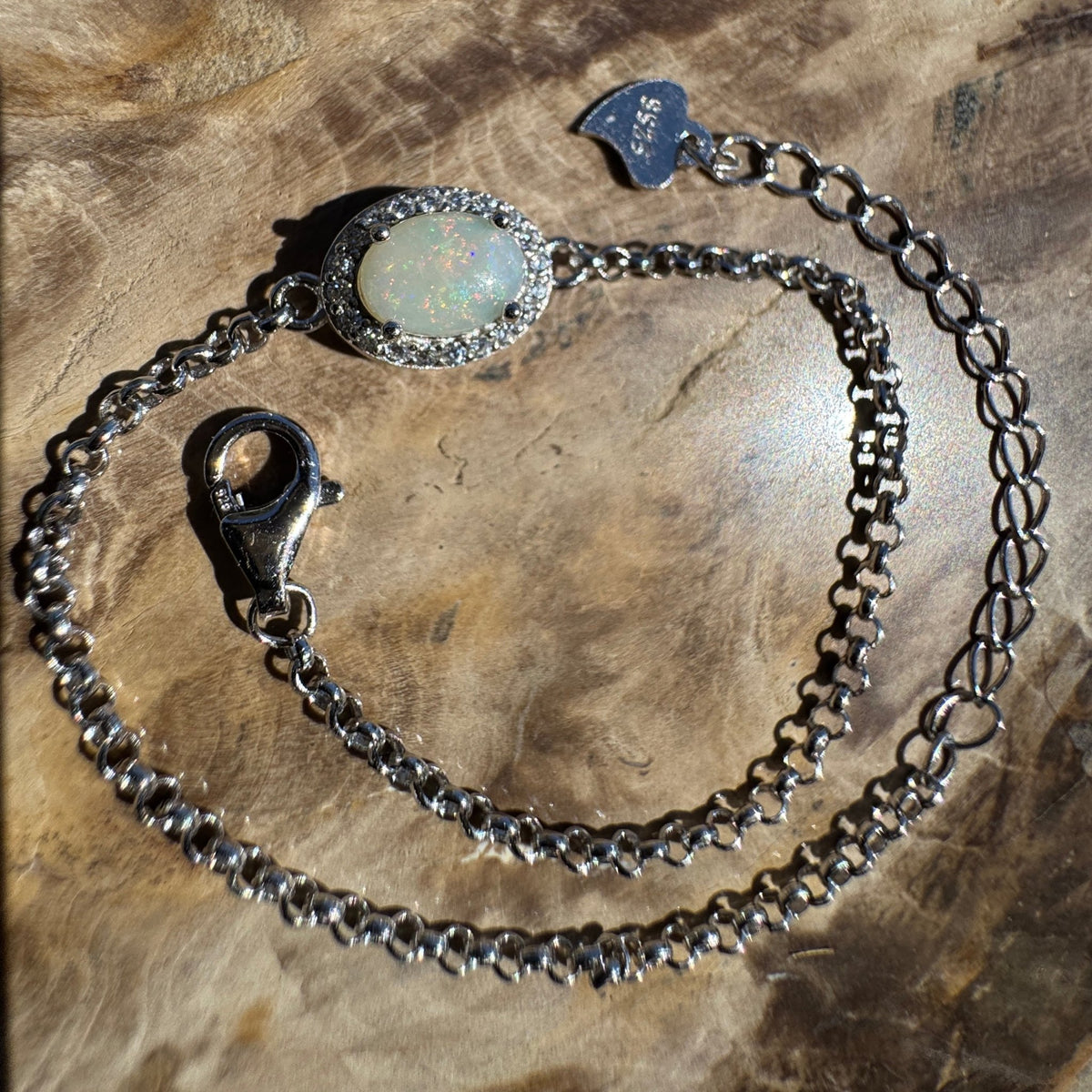 0.7ct Coober Pedy Opal Bracelet ~ 'Coober Pedy Firetide' | 925 Sterling Silver | Solid Australian Opal