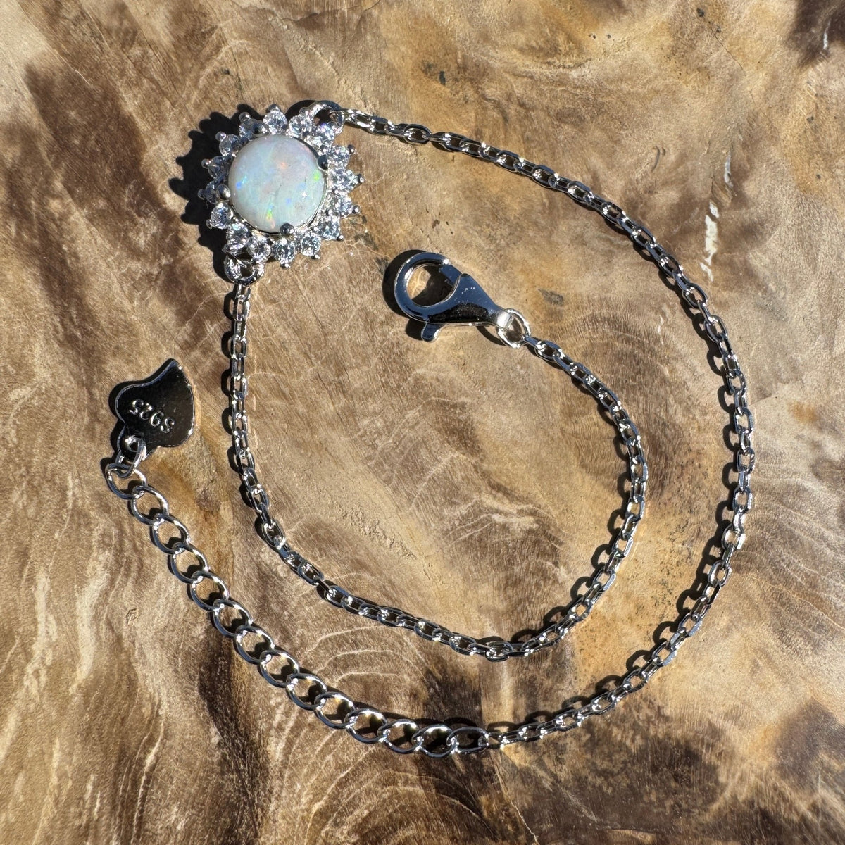 0.7ct Coober Pedy Opal Bracelet ~ 'Kanku Wildflower' | 925 Sterling Silver | Solid Australian Opal