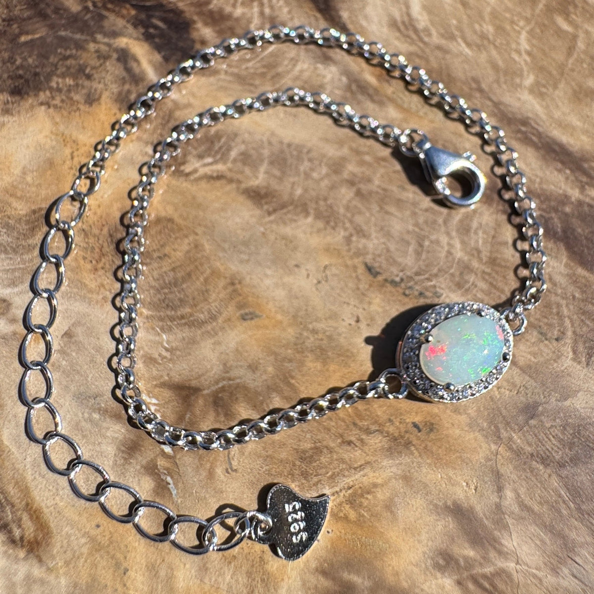 0.7ct Coober Pedy Opal Bracelet ~ 'Lake Cadibarrawirracanna Blue' | 925 Sterling Silver | Solid Australian Opal