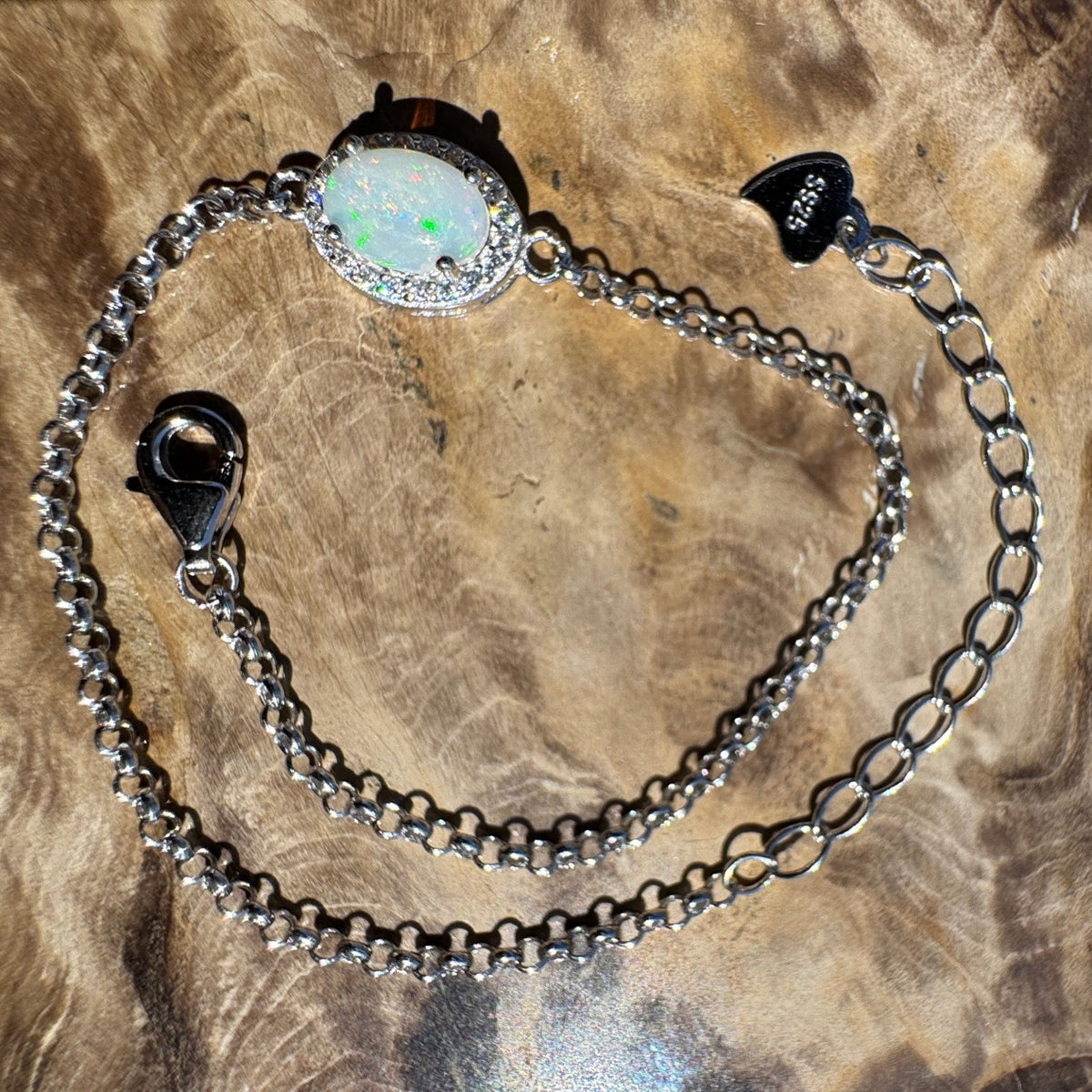 0.7ct Coober Pedy Opal Bracelet ~ 'Lake Cadibarrawirracanna Blue' | 925 Sterling Silver | Solid Australian Opal