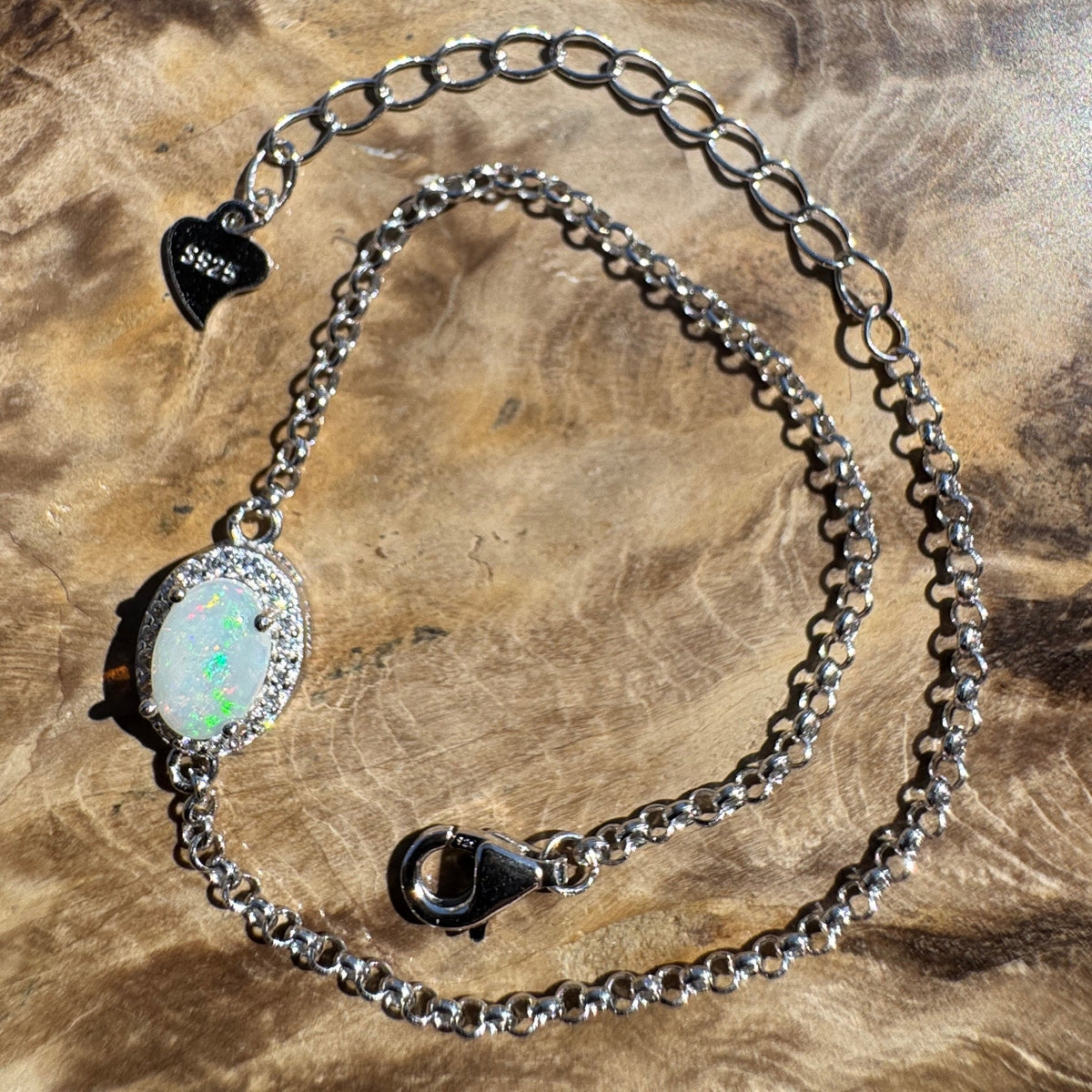 0.7ct Coober Pedy Opal Bracelet ~ 'Lake Cadibarrawirracanna Blue' | 925 Sterling Silver | Solid Australian Opal