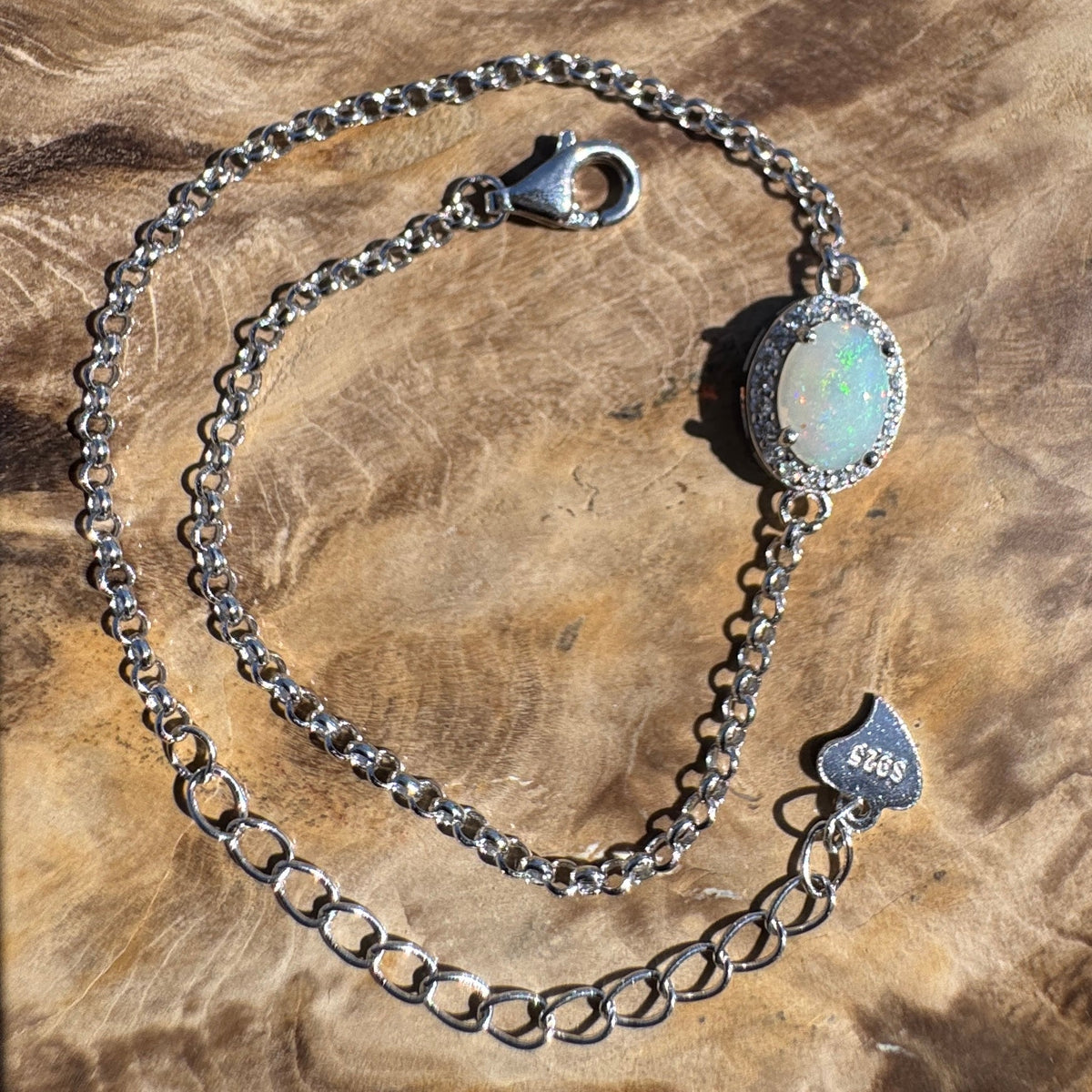 0.7ct Coober Pedy Opal Bracelet ~ 'Lake Cadibarrawirracanna Blue' | 925 Sterling Silver | Solid Australian Opal