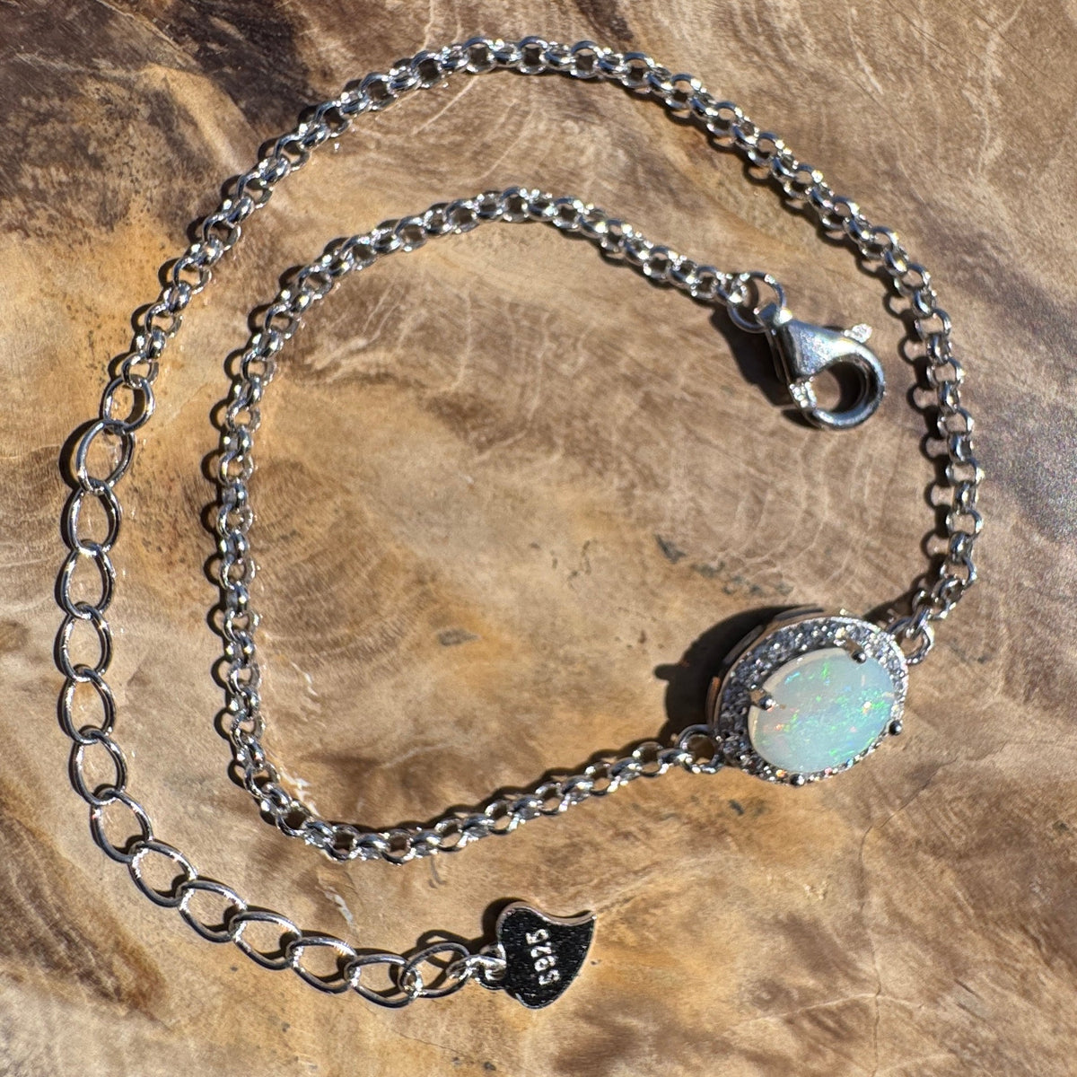 0.7ct Coober Pedy Opal Bracelet ~ 'Lake Cadibarrawirracanna Blue' | 925 Sterling Silver | Solid Australian Opal