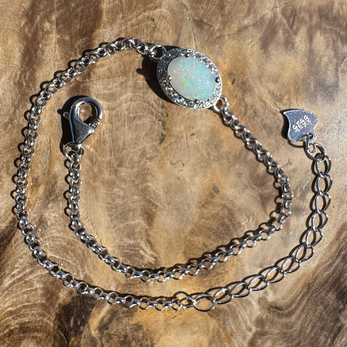 0.7ct Coober Pedy Opal Bracelet ~ 'Lake Cadibarrawirracanna Blue' | 925 Sterling Silver | Solid Australian Opal