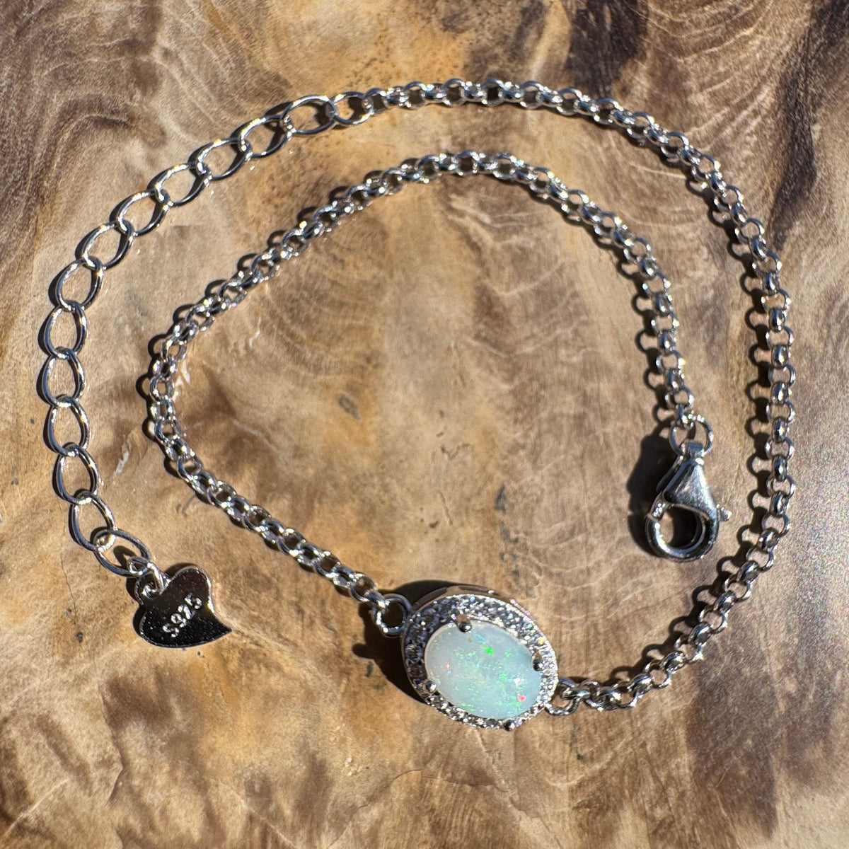 0.7ct Coober Pedy Opal Bracelet ~ 'Lake Cadibarrawirracanna Blue' | 925 Sterling Silver | Solid Australian Opal