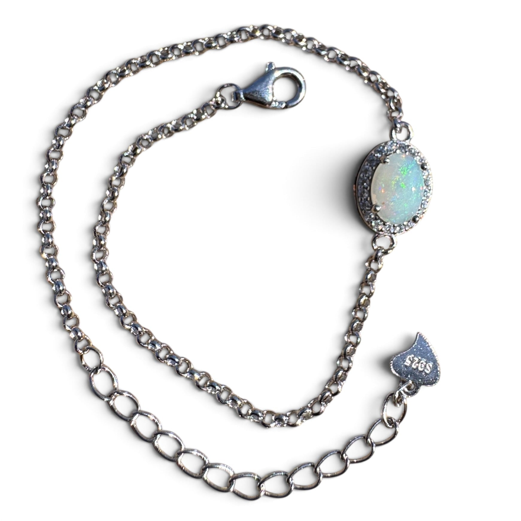 0.7ct Coober Pedy Opal Bracelet ~ 'Lake Cadibarrawirracanna Blue' | 925 Sterling Silver | Solid Australian Opal