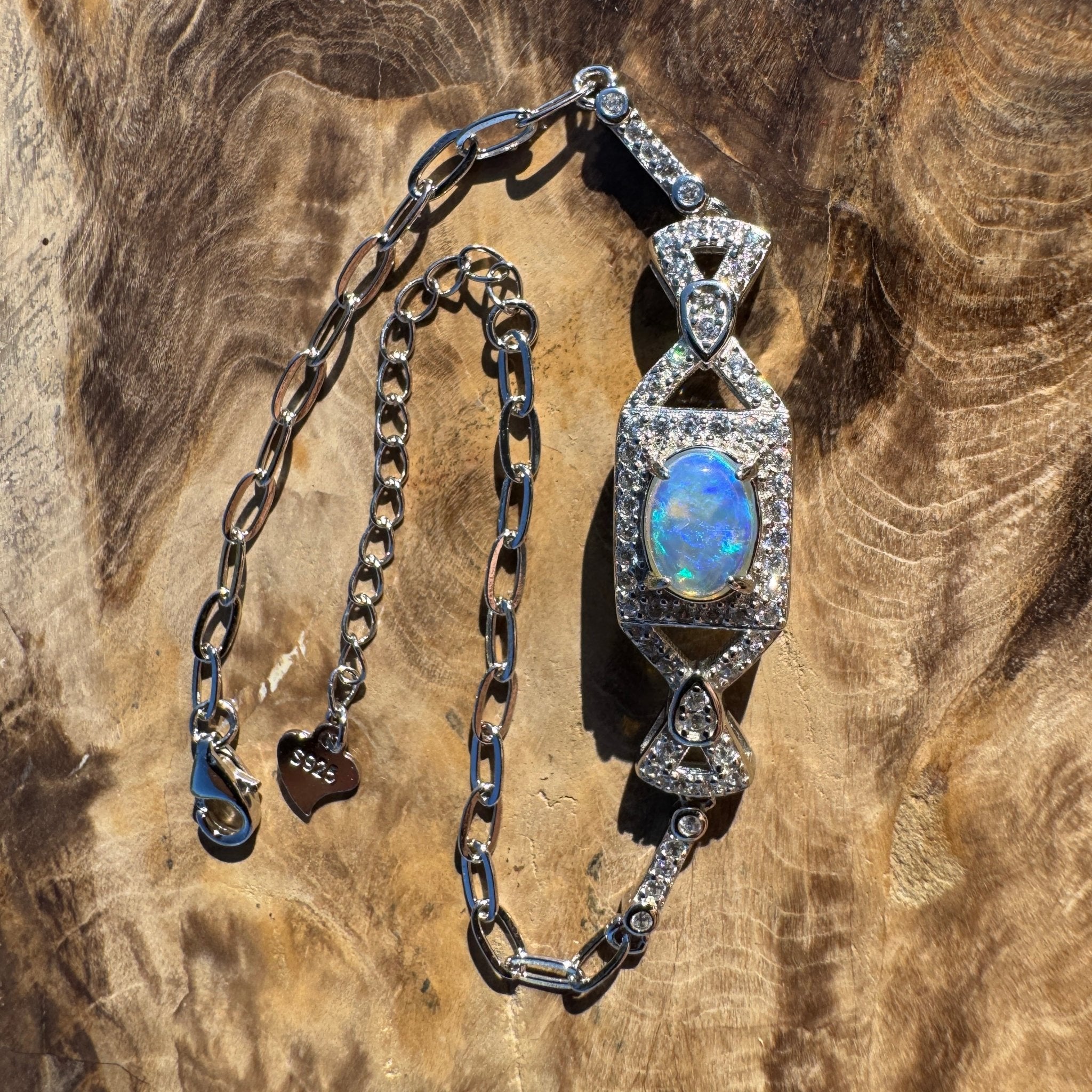 0.7ct Coober Pedy Opal Bracelet ~ 'Moreton Tide' | 925 Sterling Silver | Solid Australian Opal