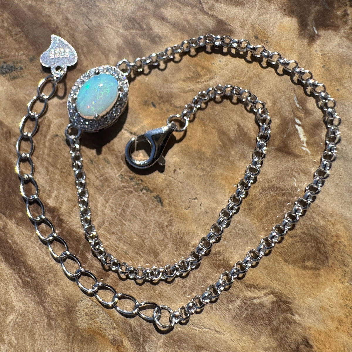 0.7ct Coober Pedy Opal Bracelet ~ 'Neales River Blue' | 925 Sterling Silver | Solid Australian Opal
