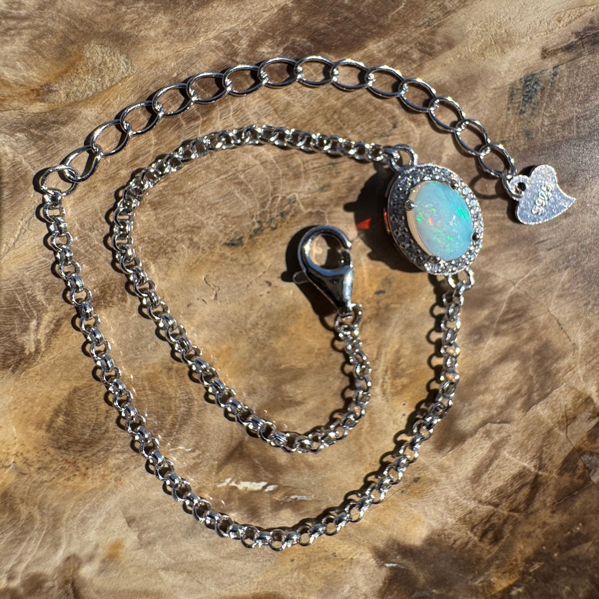 0.7ct Coober Pedy Opal Bracelet ~ 'Neales River Blue' | 925 Sterling Silver | Solid Australian Opal
