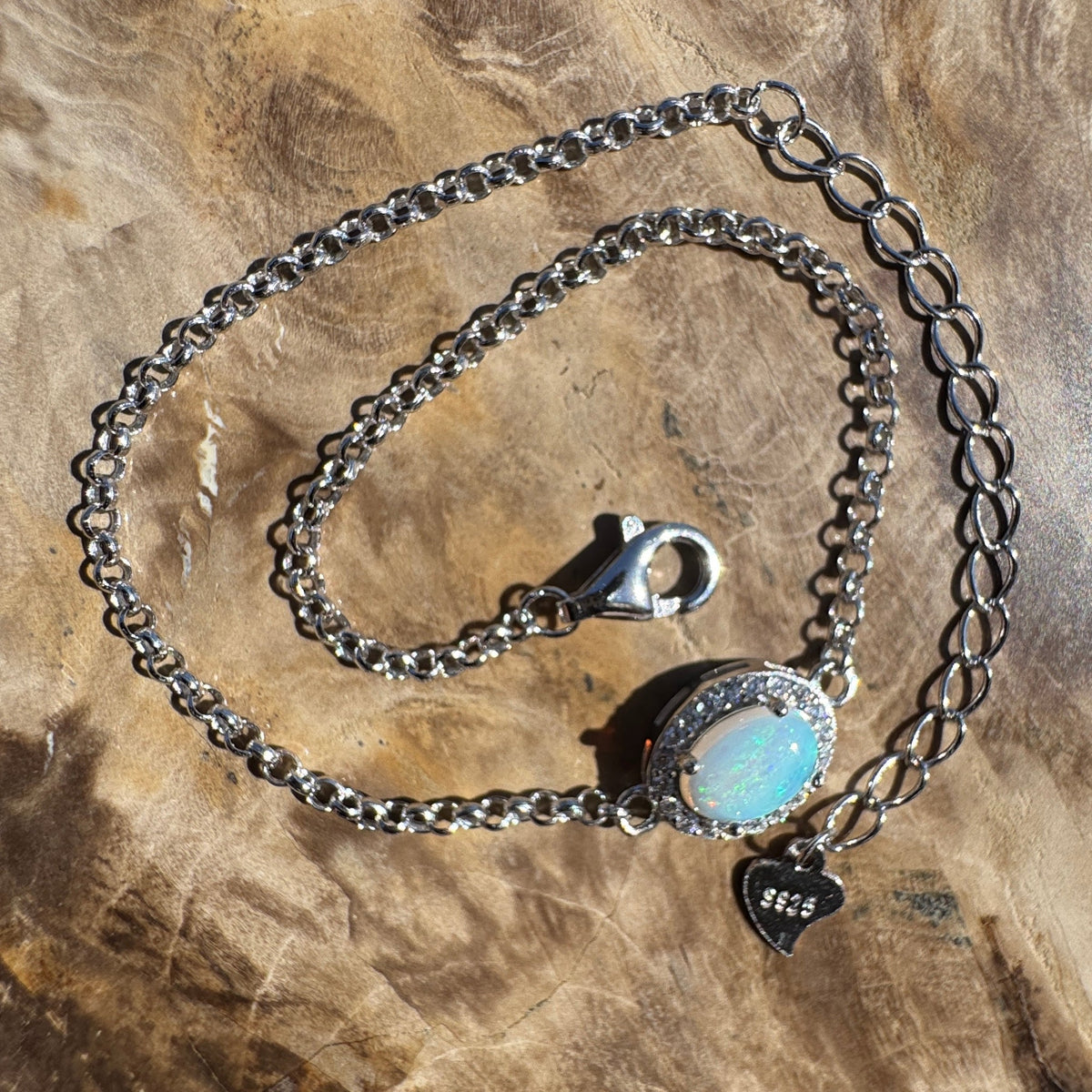 0.7ct Coober Pedy Opal Bracelet ~ 'Neales River Blue' | 925 Sterling Silver | Solid Australian Opal