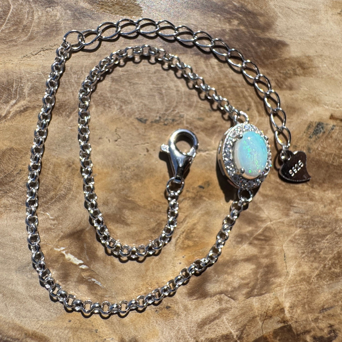 0.7ct Coober Pedy Opal Bracelet ~ 'Neales River Blue' | 925 Sterling Silver | Solid Australian Opal