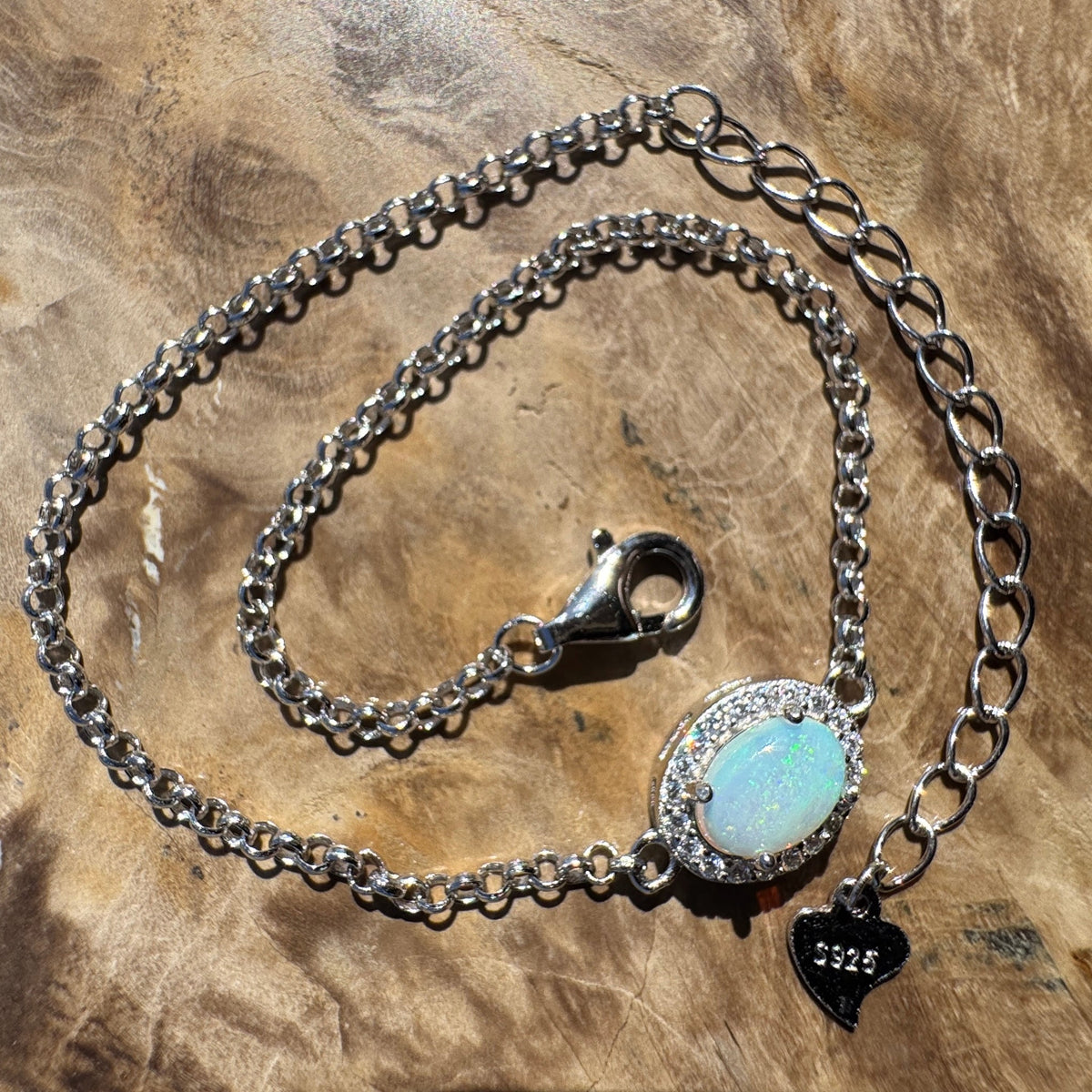 0.7ct Coober Pedy Opal Bracelet ~ 'Neales River Blue' | 925 Sterling Silver | Solid Australian Opal