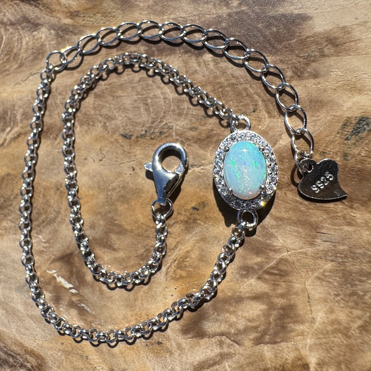 0.7ct Coober Pedy Opal Bracelet ~ 'Neales River Blue' | 925 Sterling Silver | Solid Australian Opal