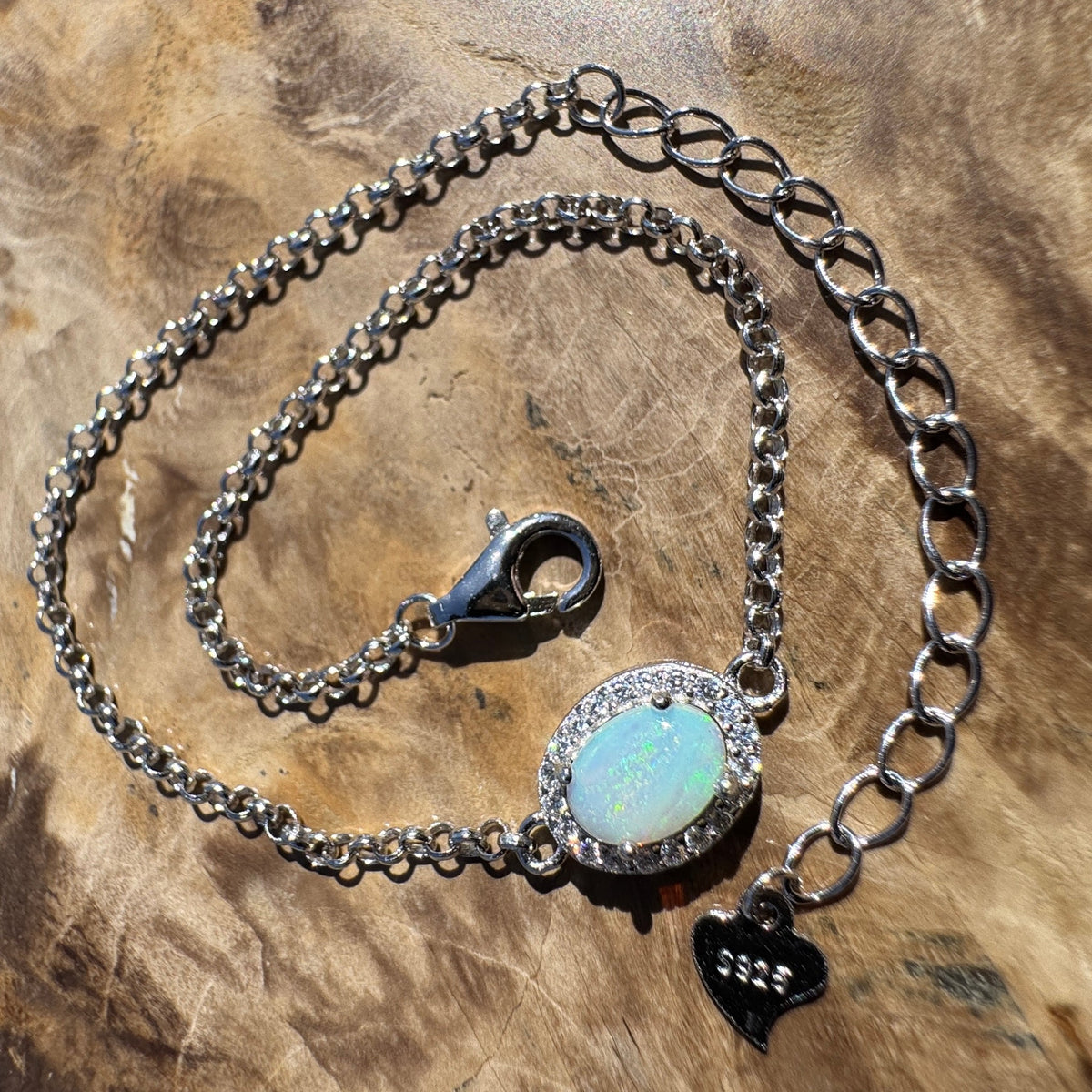0.7ct Coober Pedy Opal Bracelet ~ 'Neales River Blue' | 925 Sterling Silver | Solid Australian Opal