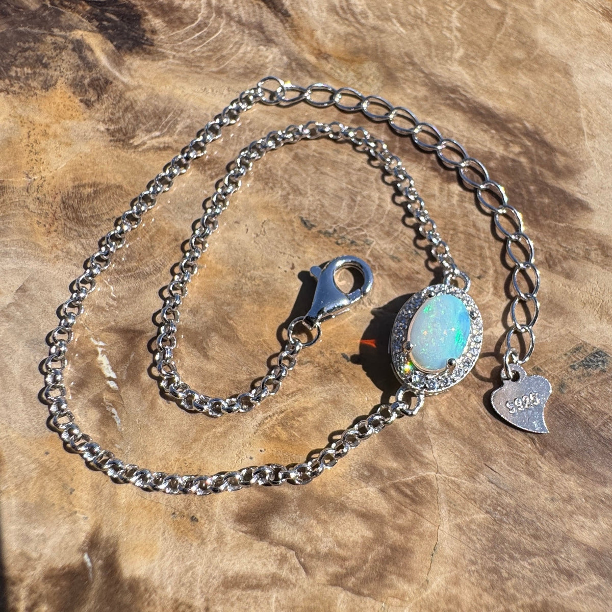 0.7ct Coober Pedy Opal Bracelet ~ 'Neales River Blue' | 925 Sterling Silver | Solid Australian Opal