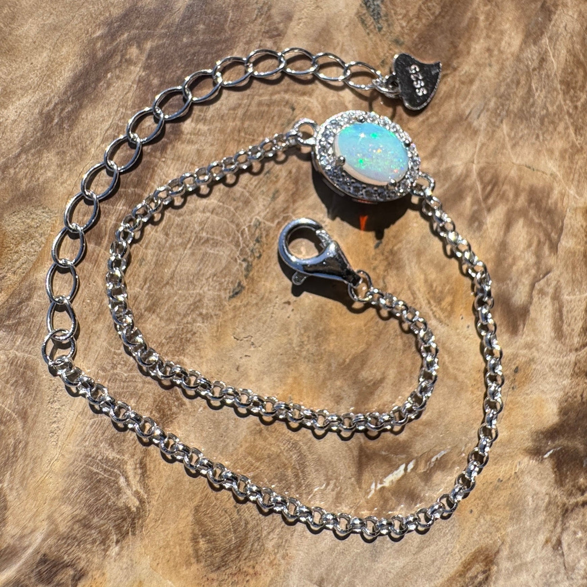 0.7ct Coober Pedy Opal Bracelet ~ 'Neales River Blue' | 925 Sterling Silver | Solid Australian Opal
