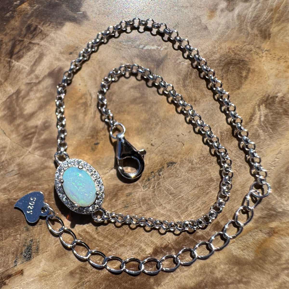0.7ct Coober Pedy Opal Bracelet ~ 'Neales River Blue' | 925 Sterling Silver | Solid Australian Opal