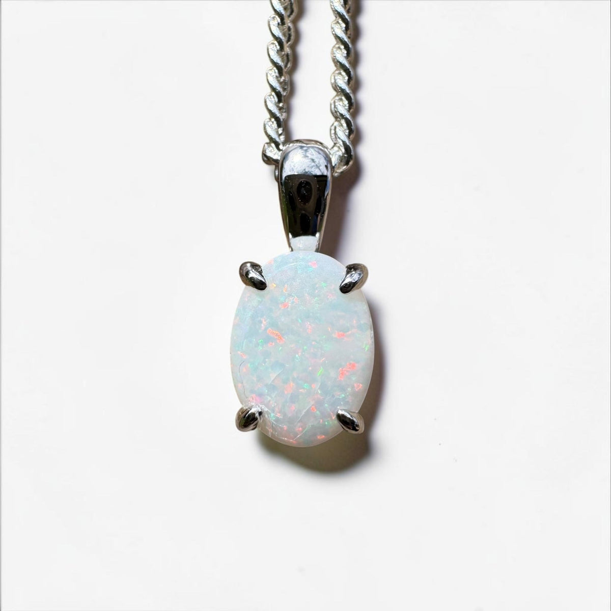 0.7ct Coober Pedy Opal Pendant Necklace ~ 'Beechworth Gleam' | 925 Sterling Silver | Solid Australian Opal