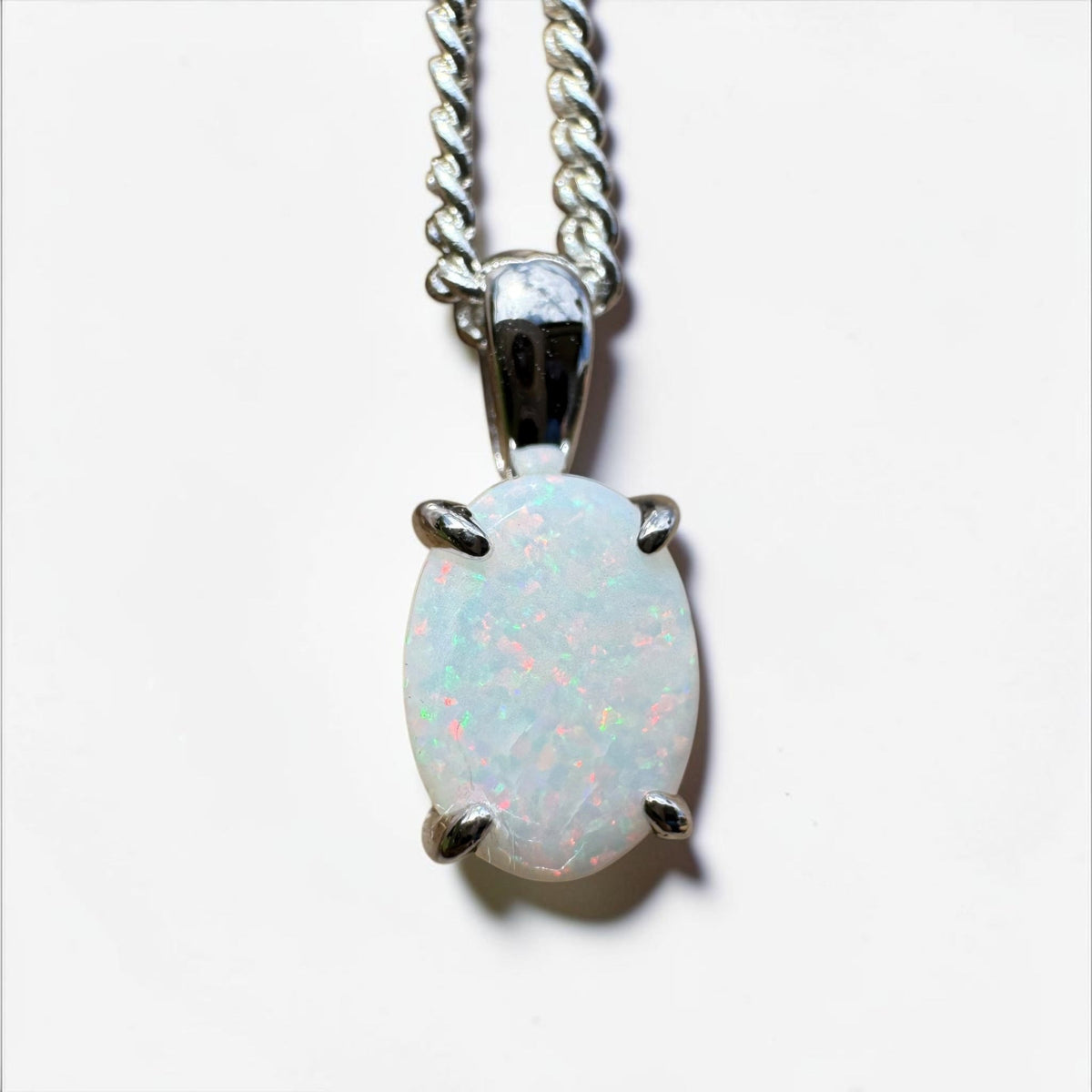 0.7ct Coober Pedy Opal Pendant Necklace ~ 'Beechworth Gleam' | 925 Sterling Silver | Solid Australian Opal