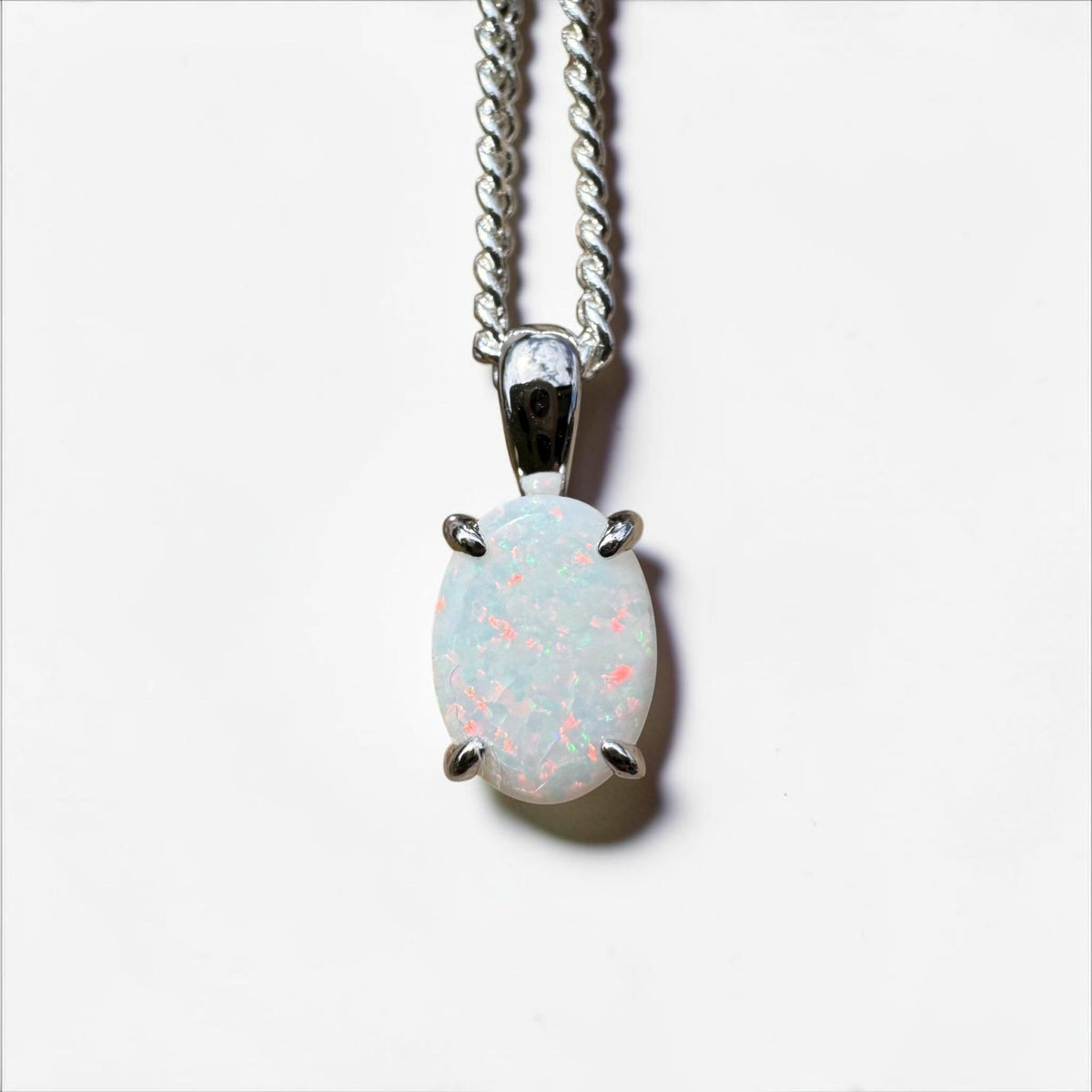 0.7ct Coober Pedy Opal Pendant Necklace ~ 'Beechworth Gleam' | 925 Sterling Silver | Solid Australian Opal