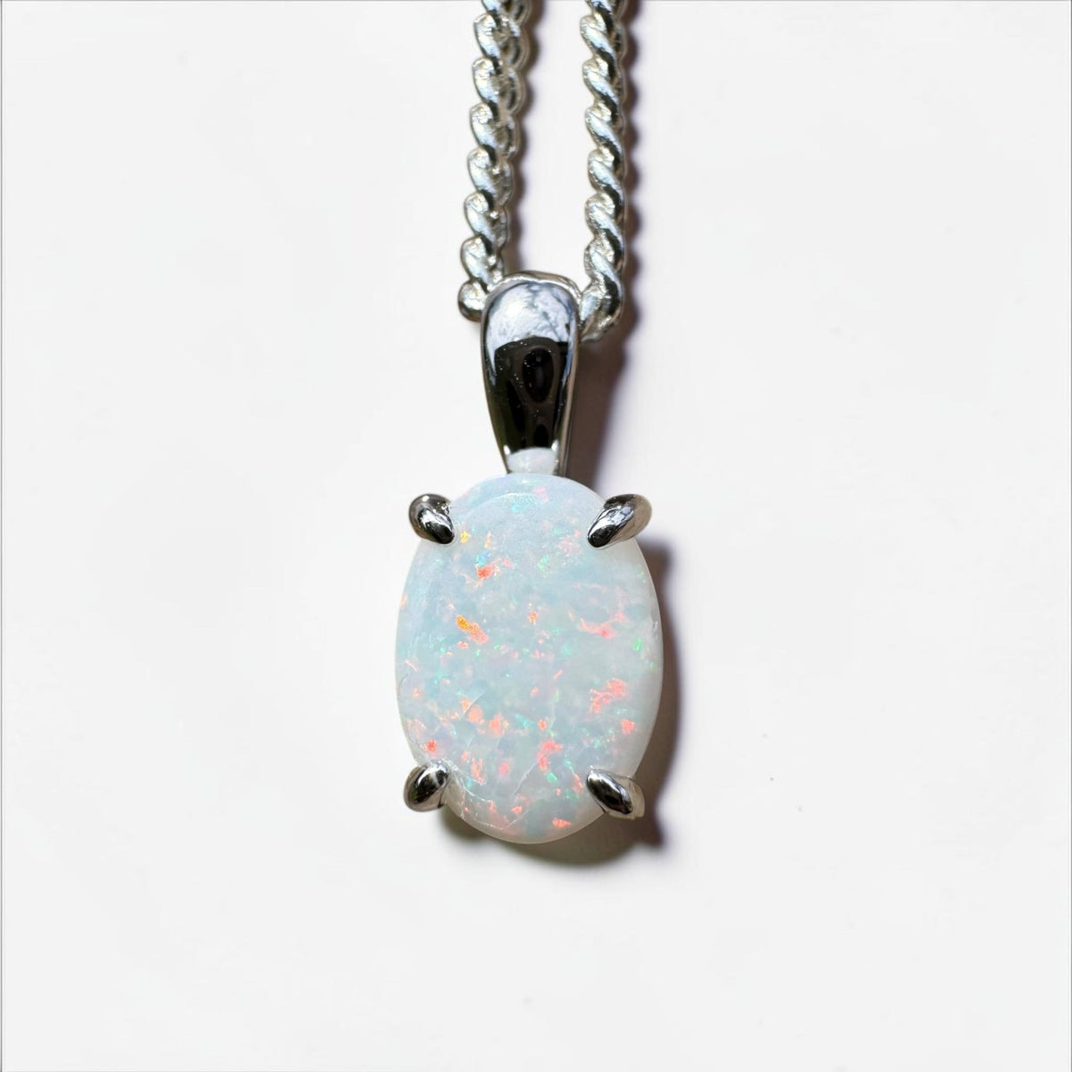 0.7ct Coober Pedy Opal Pendant Necklace ~ 'Beechworth Gleam' | 925 Sterling Silver | Solid Australian Opal