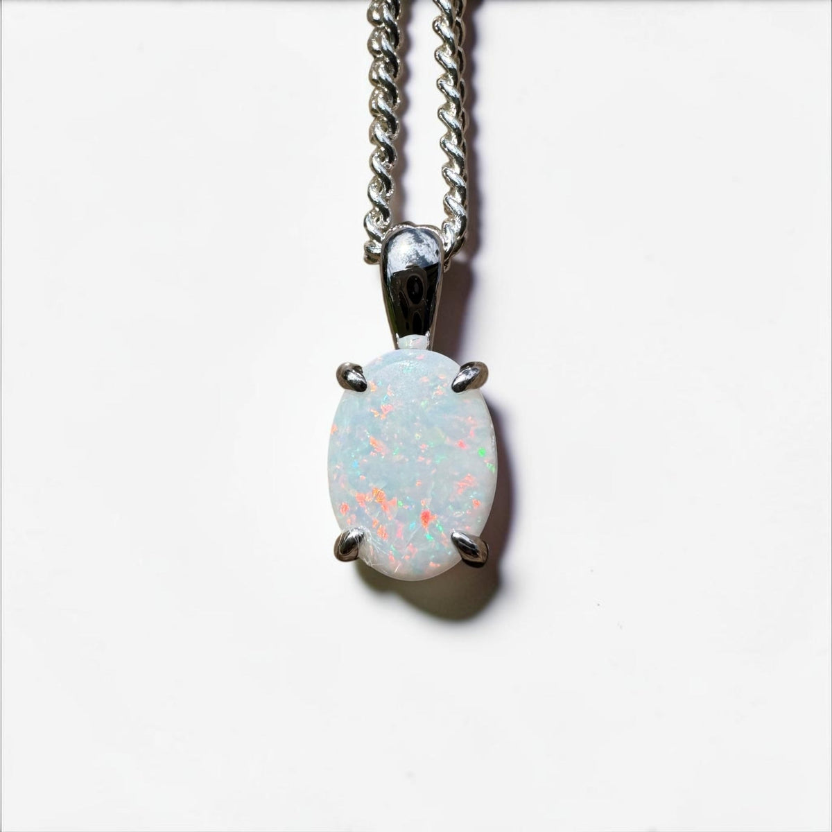 0.7ct Coober Pedy Opal Pendant Necklace ~ 'Beechworth Gleam' | 925 Sterling Silver | Solid Australian Opal