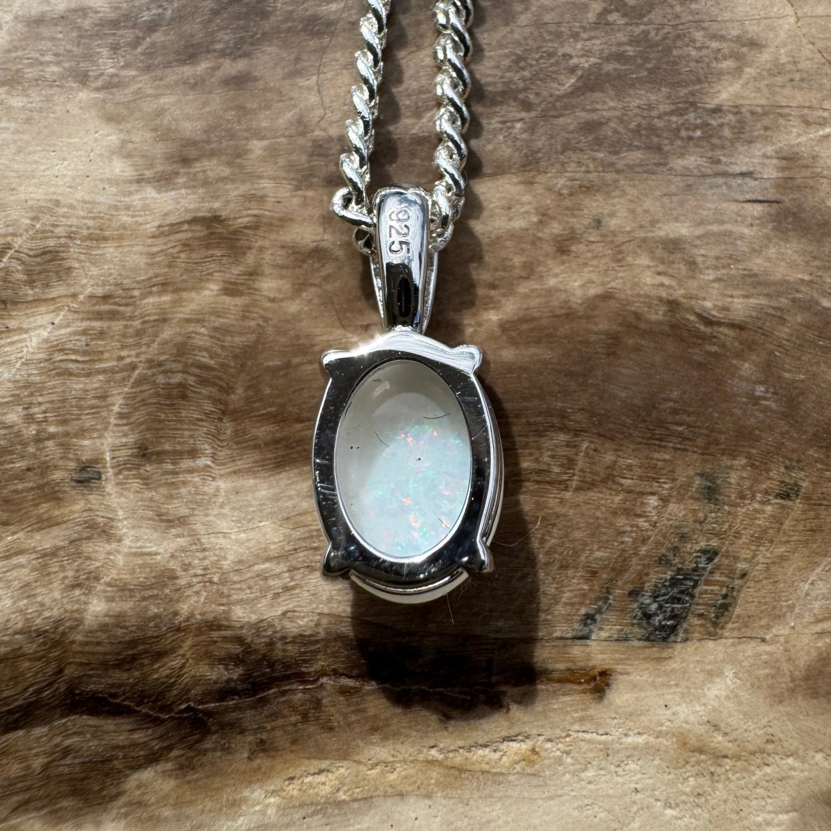 0.7ct Coober Pedy Opal Pendant Necklace ~ 'Beechworth Gleam' | 925 Sterling Silver | Solid Australian Opal