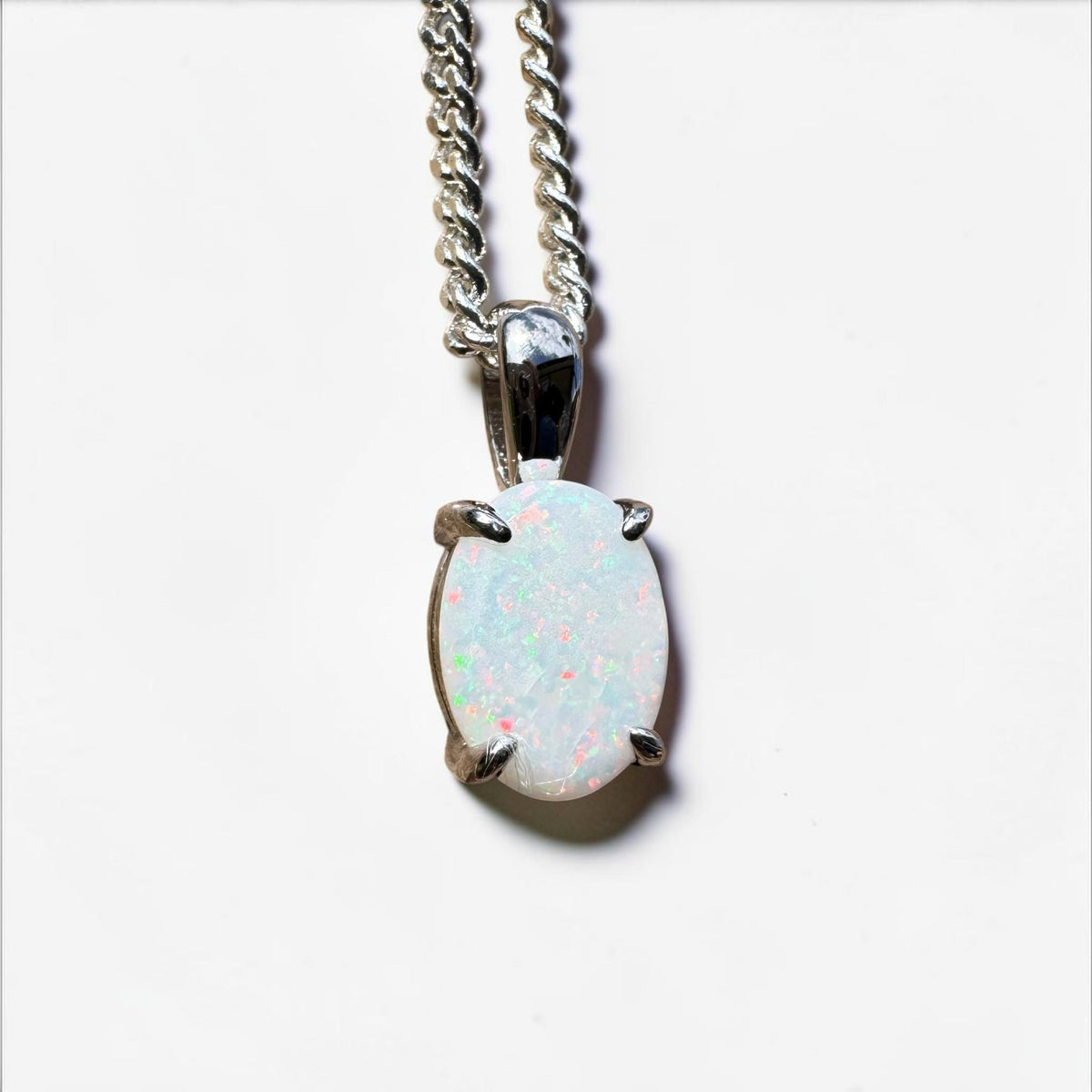 0.7ct Coober Pedy Opal Pendant Necklace ~ 'Beechworth Gleam' | 925 Sterling Silver | Solid Australian Opal