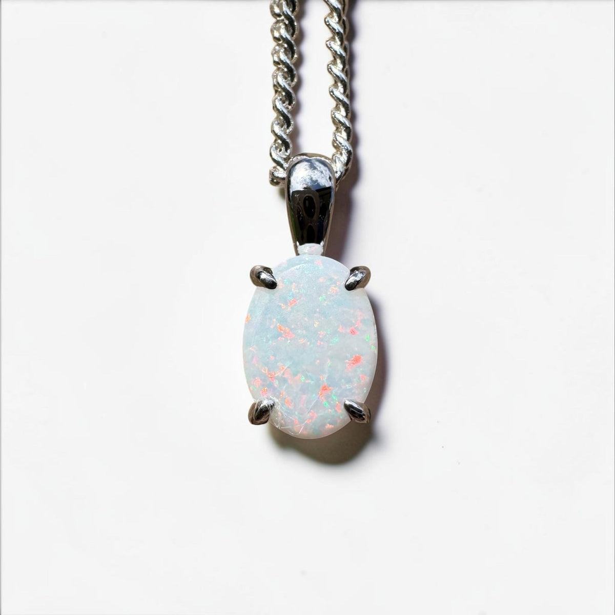 0.7ct Coober Pedy Opal Pendant Necklace ~ 'Beechworth Gleam' | 925 Sterling Silver | Solid Australian Opal