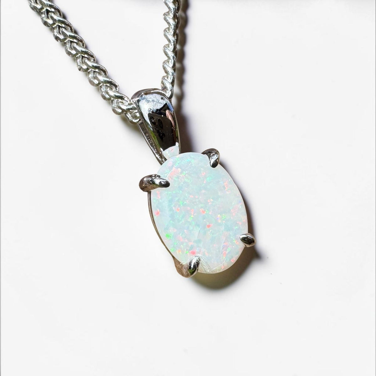 0.7ct Coober Pedy Opal Pendant Necklace ~ 'Beechworth Gleam' | 925 Sterling Silver | Solid Australian Opal