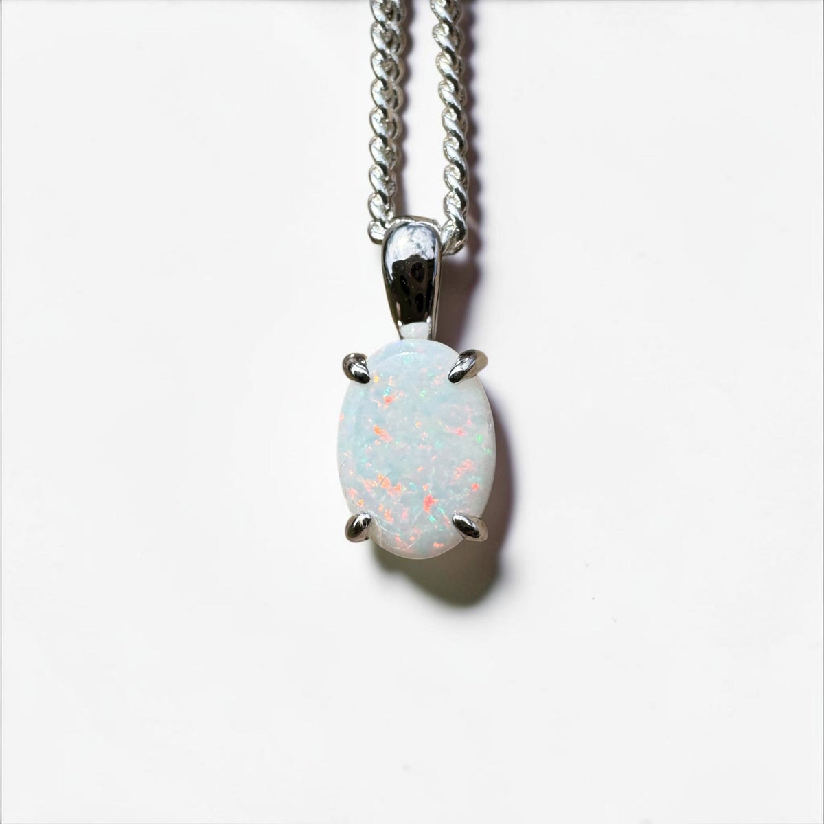 0.7ct Coober Pedy Opal Pendant Necklace ~ 'Beechworth Gleam' | 925 Sterling Silver | Solid Australian Opal