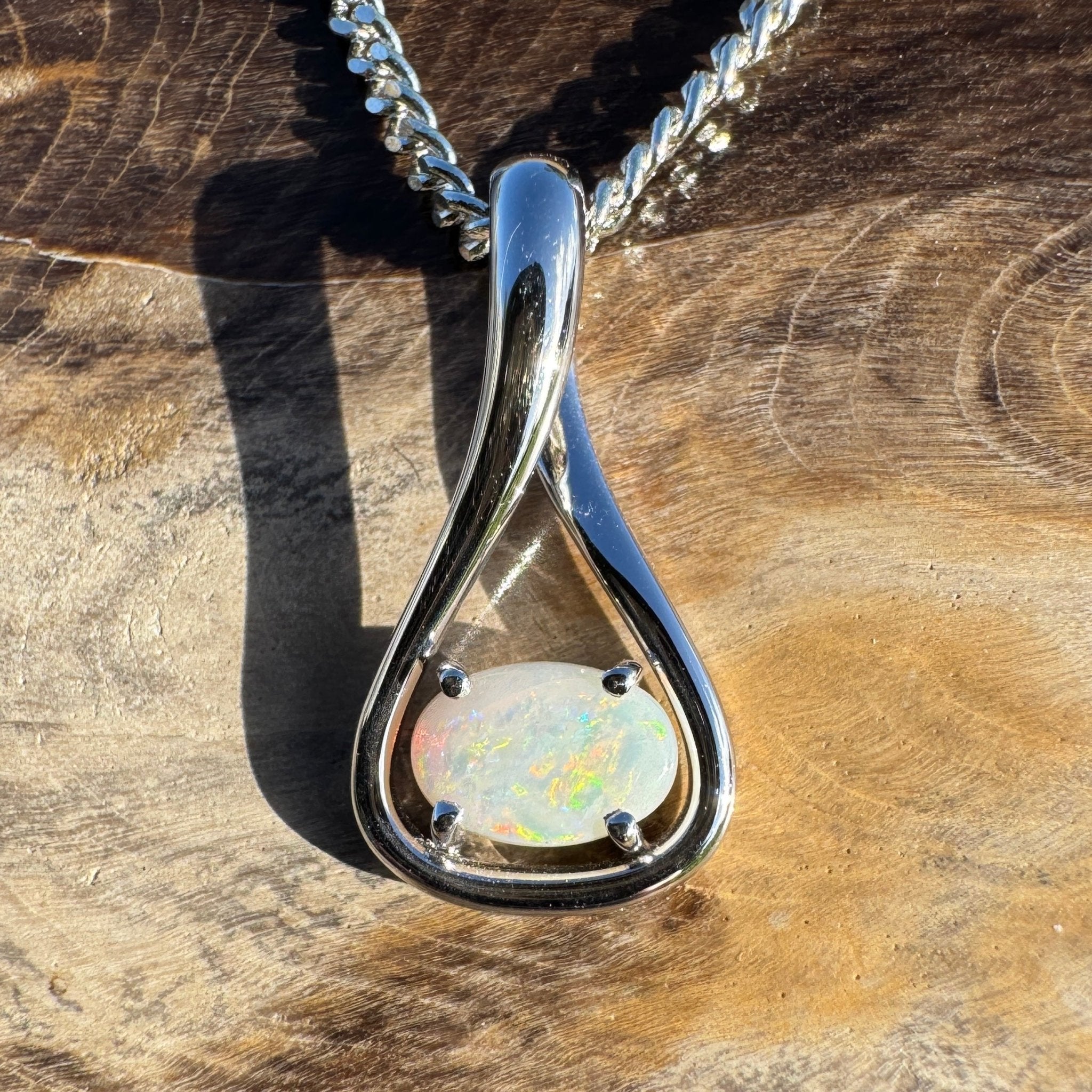 0.7ct Coober Pedy Opal Pendant Necklace ~ 'Broome Radiance' | 925 Sterling Silver | Solid Australian Opal