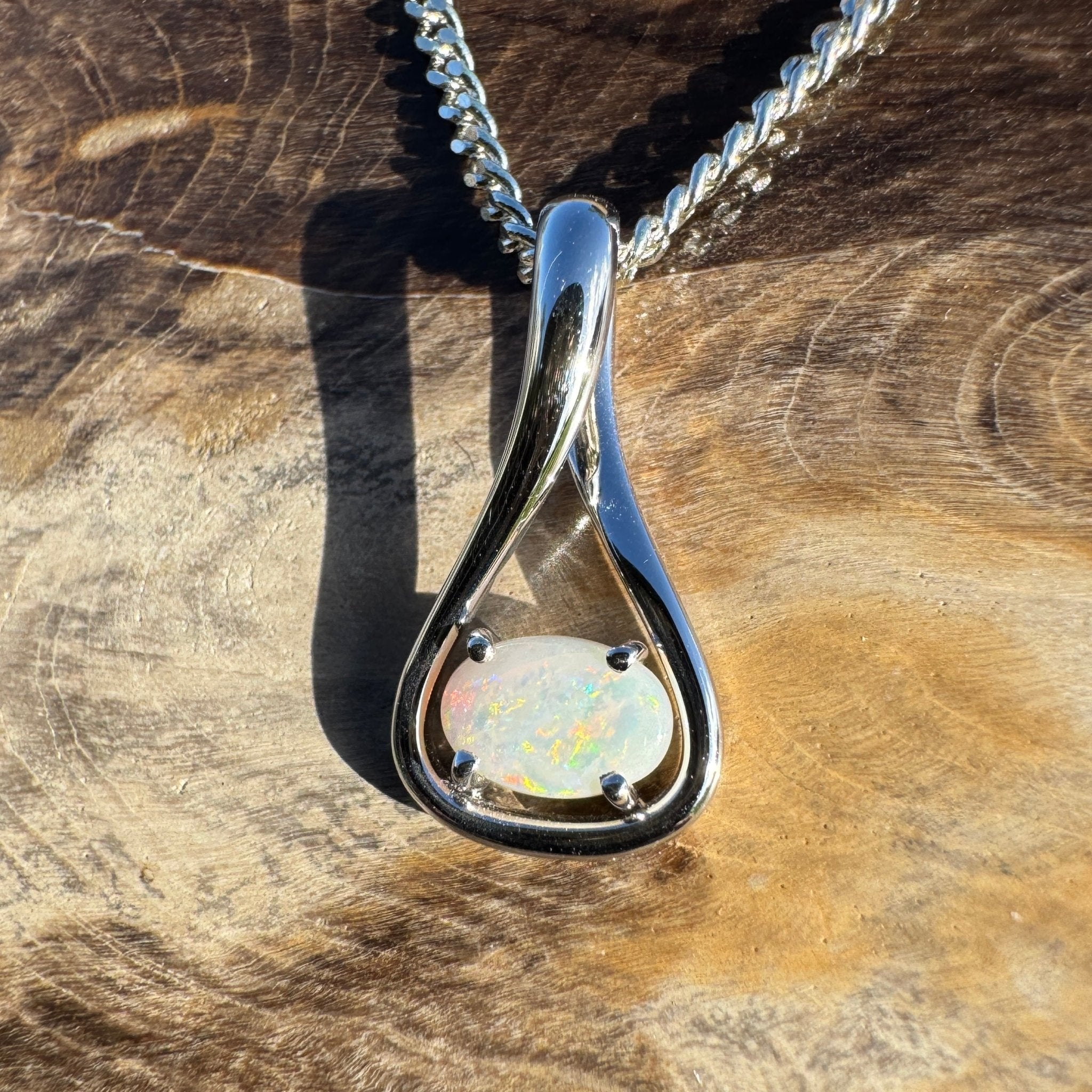 0.7ct Coober Pedy Opal Pendant Necklace ~ 'Broome Radiance' | 925 Sterling Silver | Solid Australian Opal