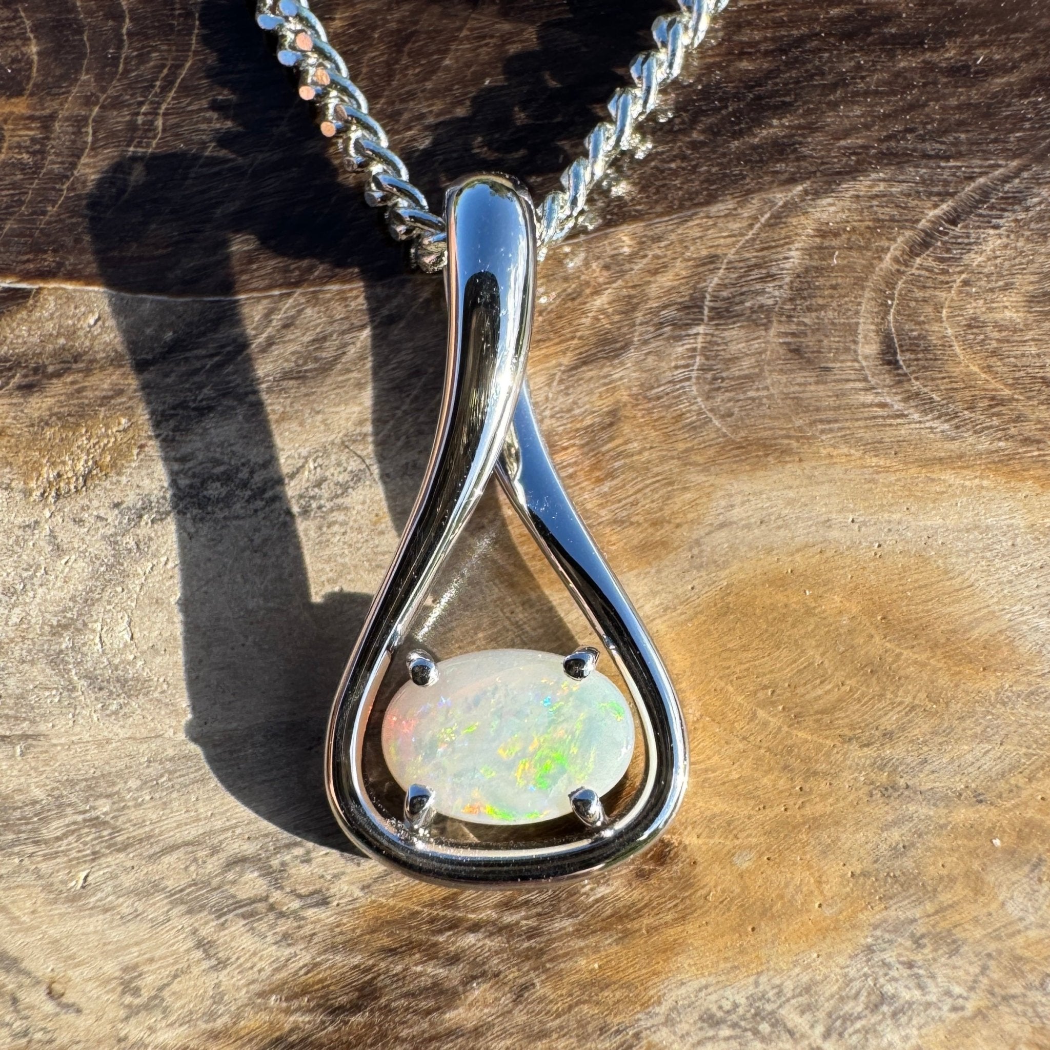 0.7ct Coober Pedy Opal Pendant Necklace ~ 'Broome Radiance' | 925 Sterling Silver | Solid Australian Opal