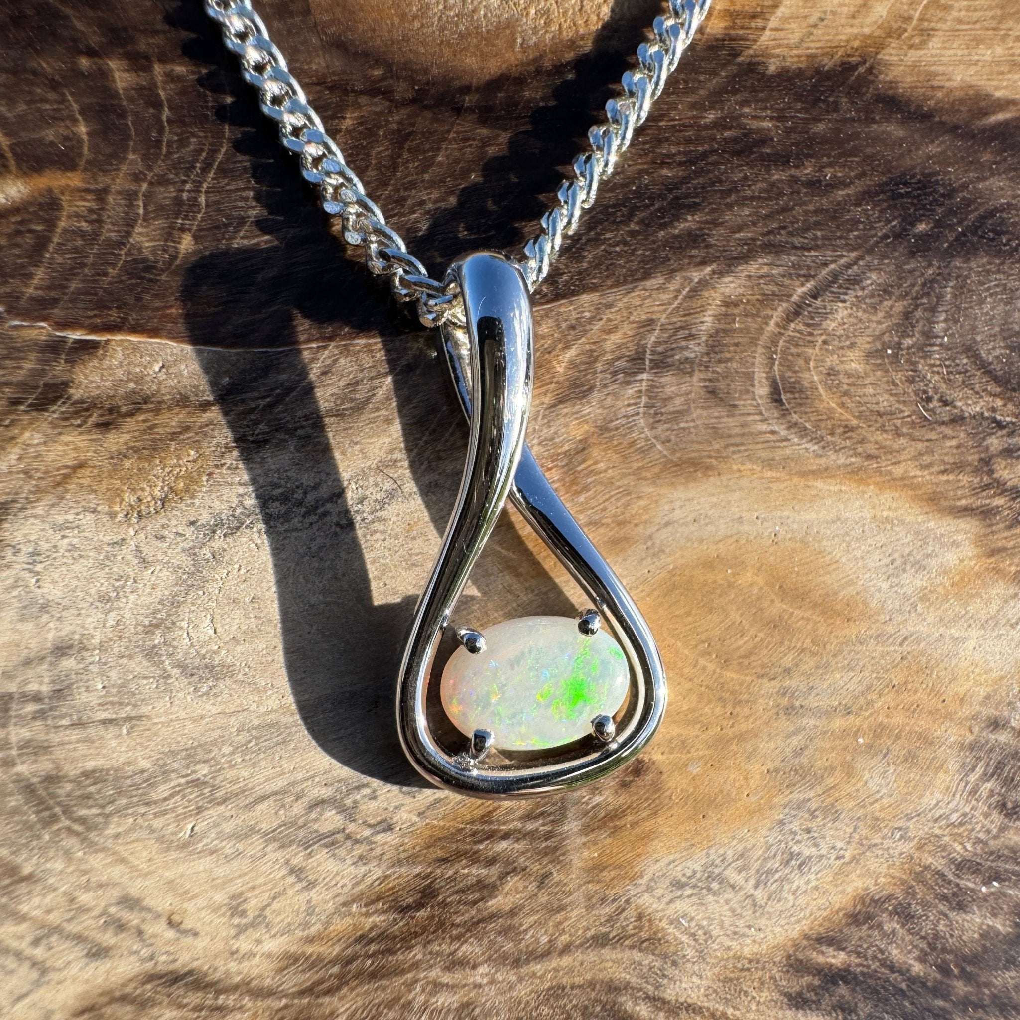 0.7ct Coober Pedy Opal Pendant Necklace ~ 'Broome Radiance' | 925 Sterling Silver | Solid Australian Opal