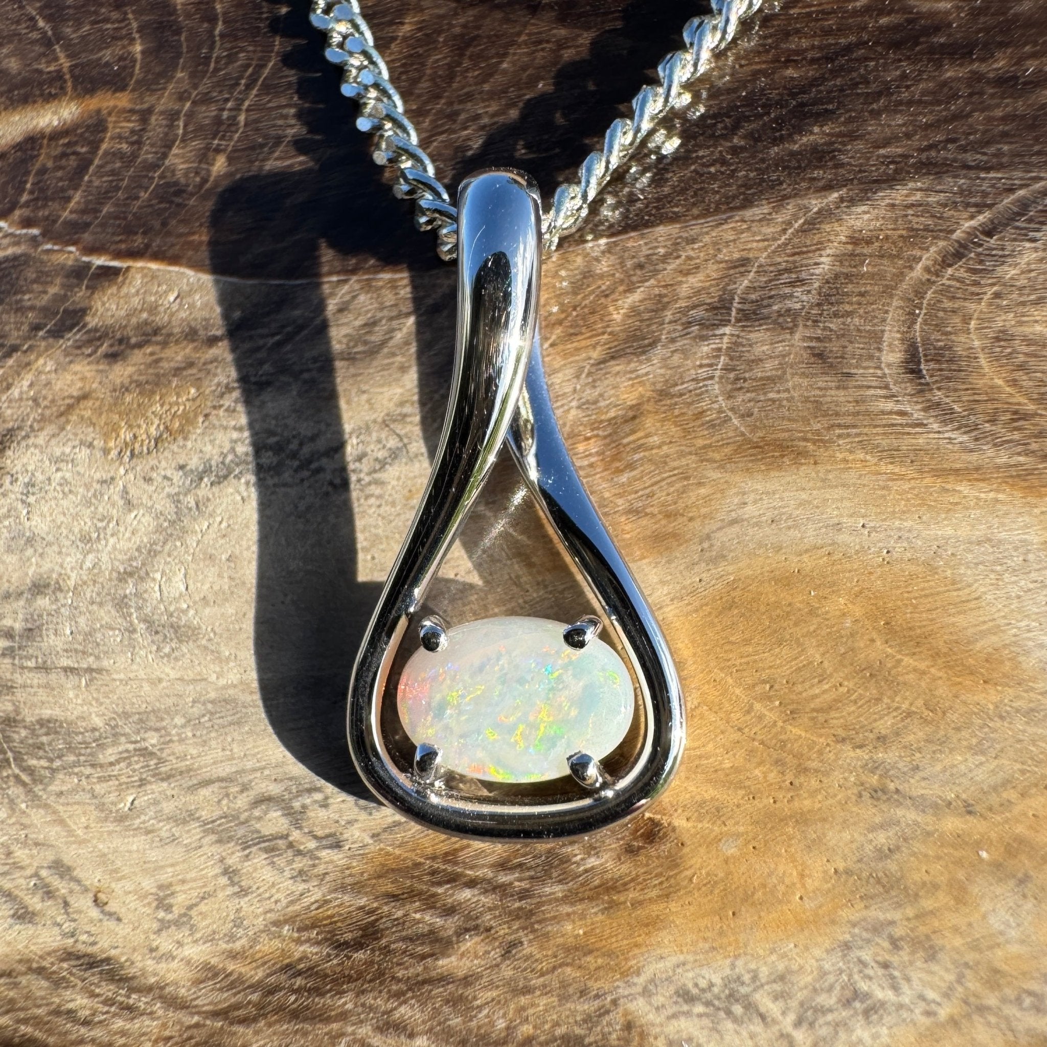 0.7ct Coober Pedy Opal Pendant Necklace ~ 'Broome Radiance' | 925 Sterling Silver | Solid Australian Opal
