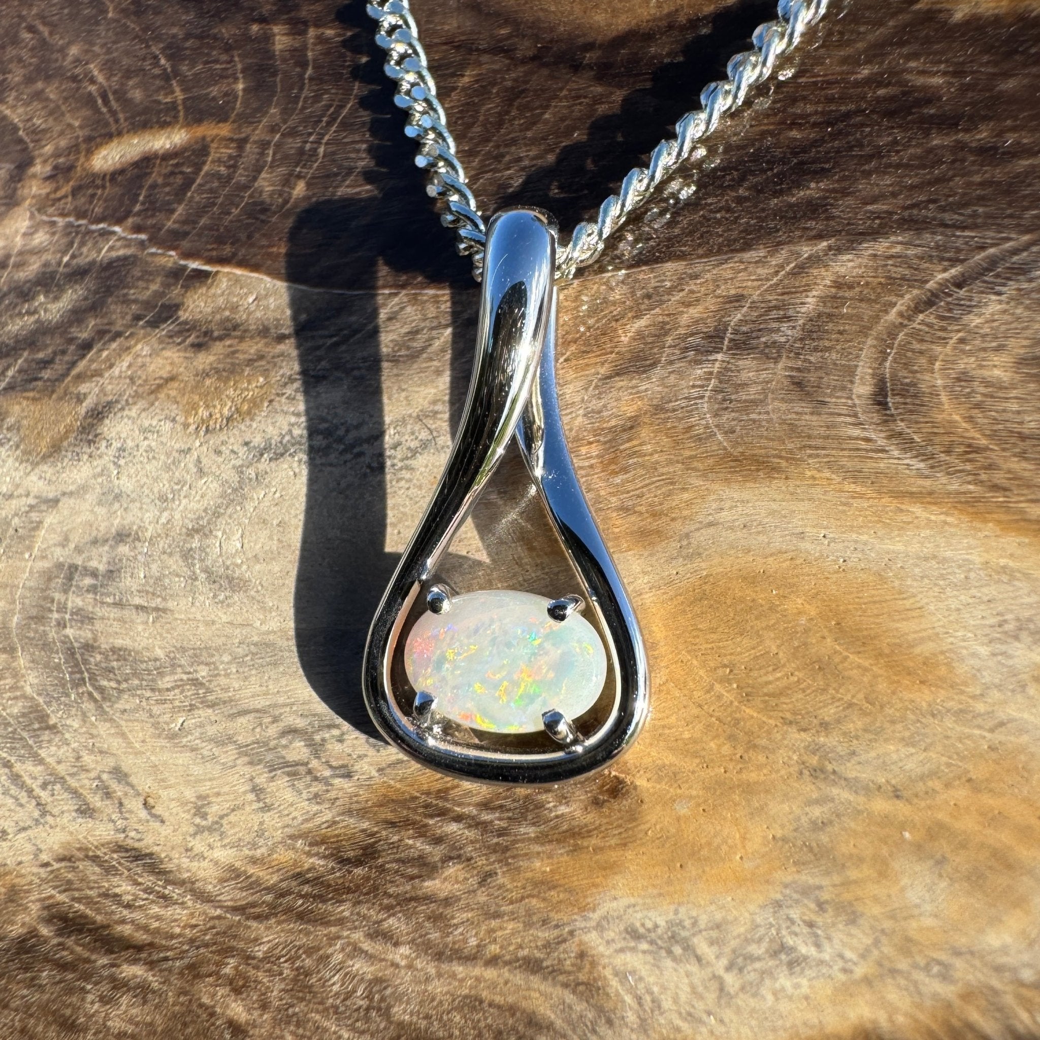 0.7ct Coober Pedy Opal Pendant Necklace ~ 'Broome Radiance' | 925 Sterling Silver | Solid Australian Opal