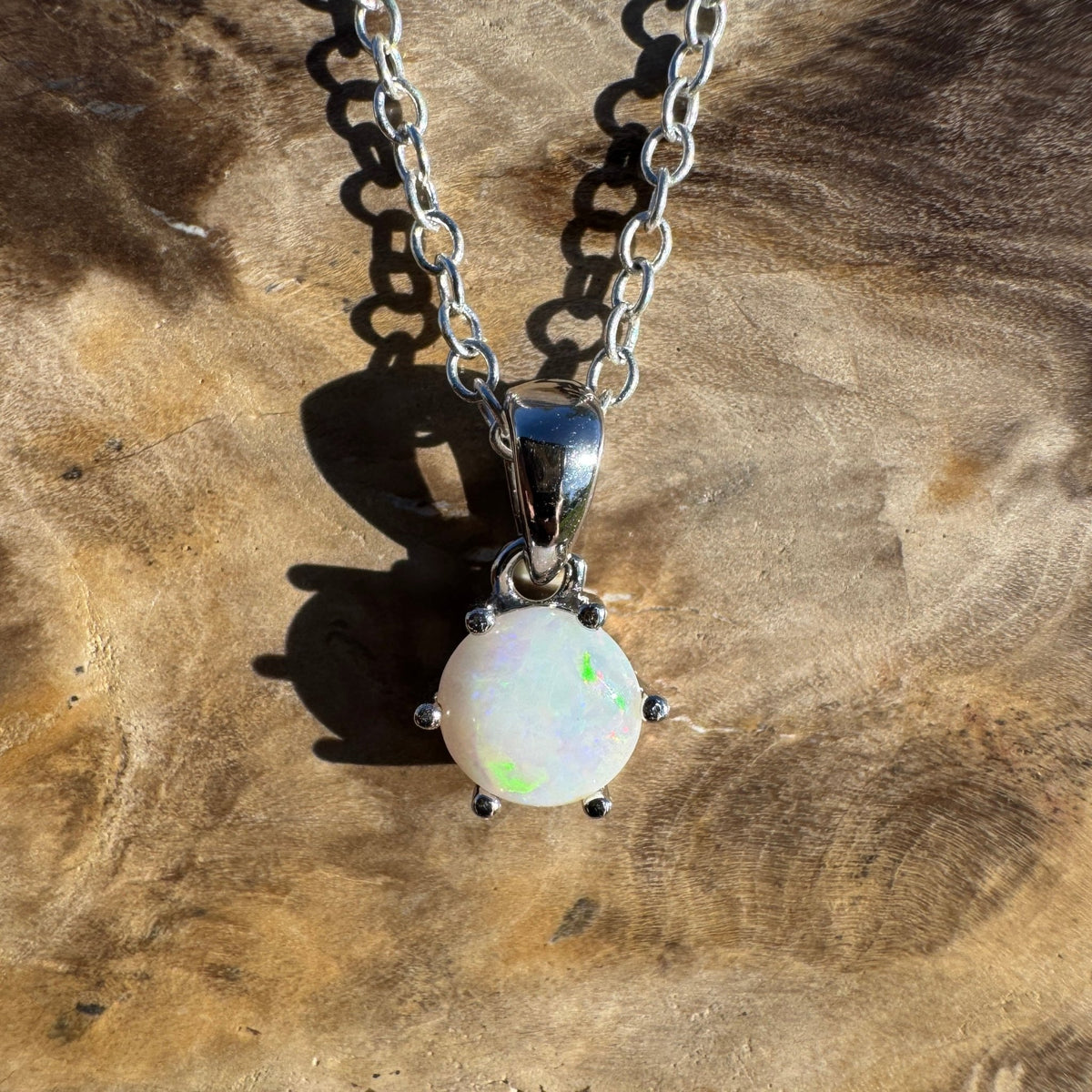 0.7ct Coober Pedy Opal Pendant Necklace ~ 'Denmark Colour' | 925 Sterling Silver | Solid Australian Opal