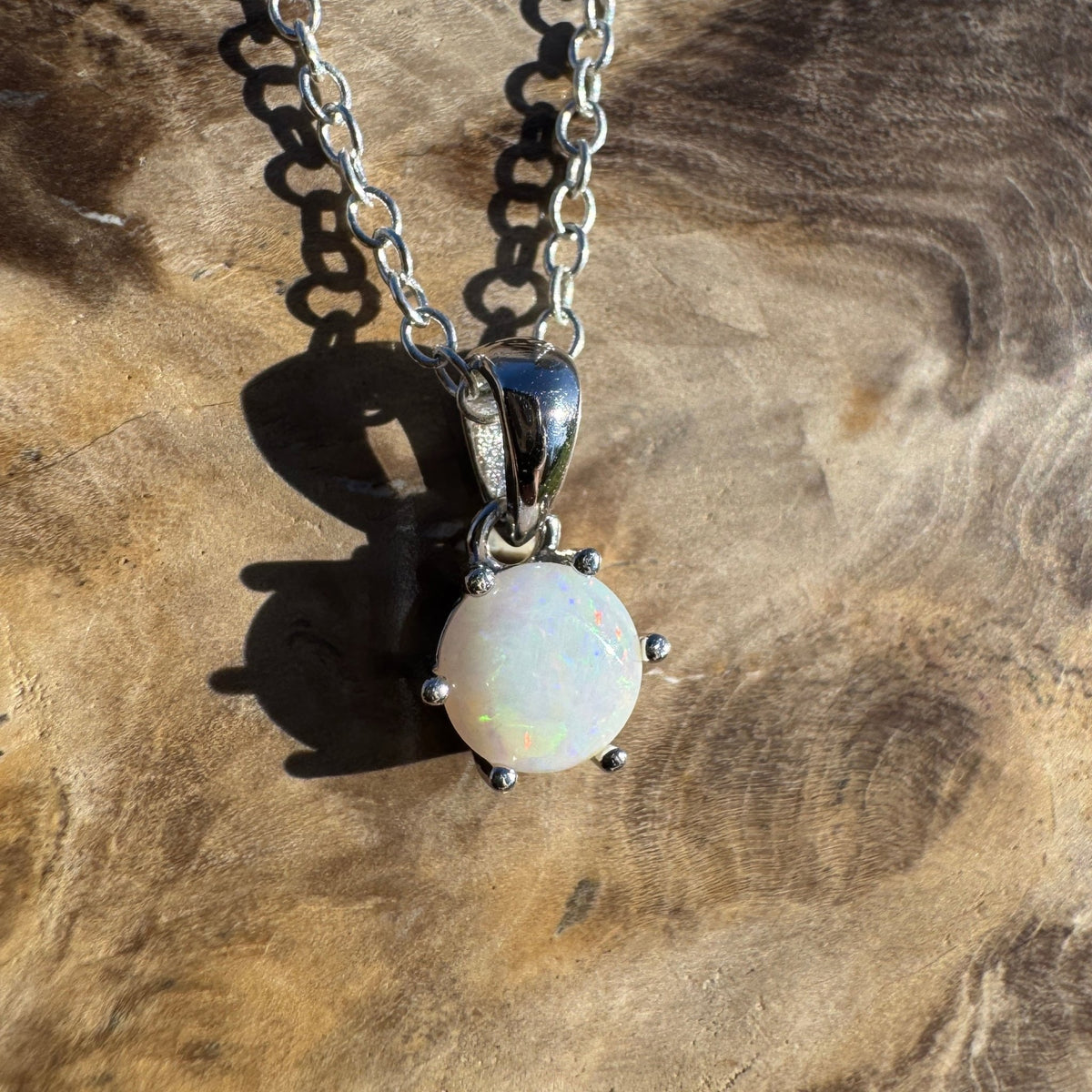 0.7ct Coober Pedy Opal Pendant Necklace ~ 'Denmark Colour' | 925 Sterling Silver | Solid Australian Opal