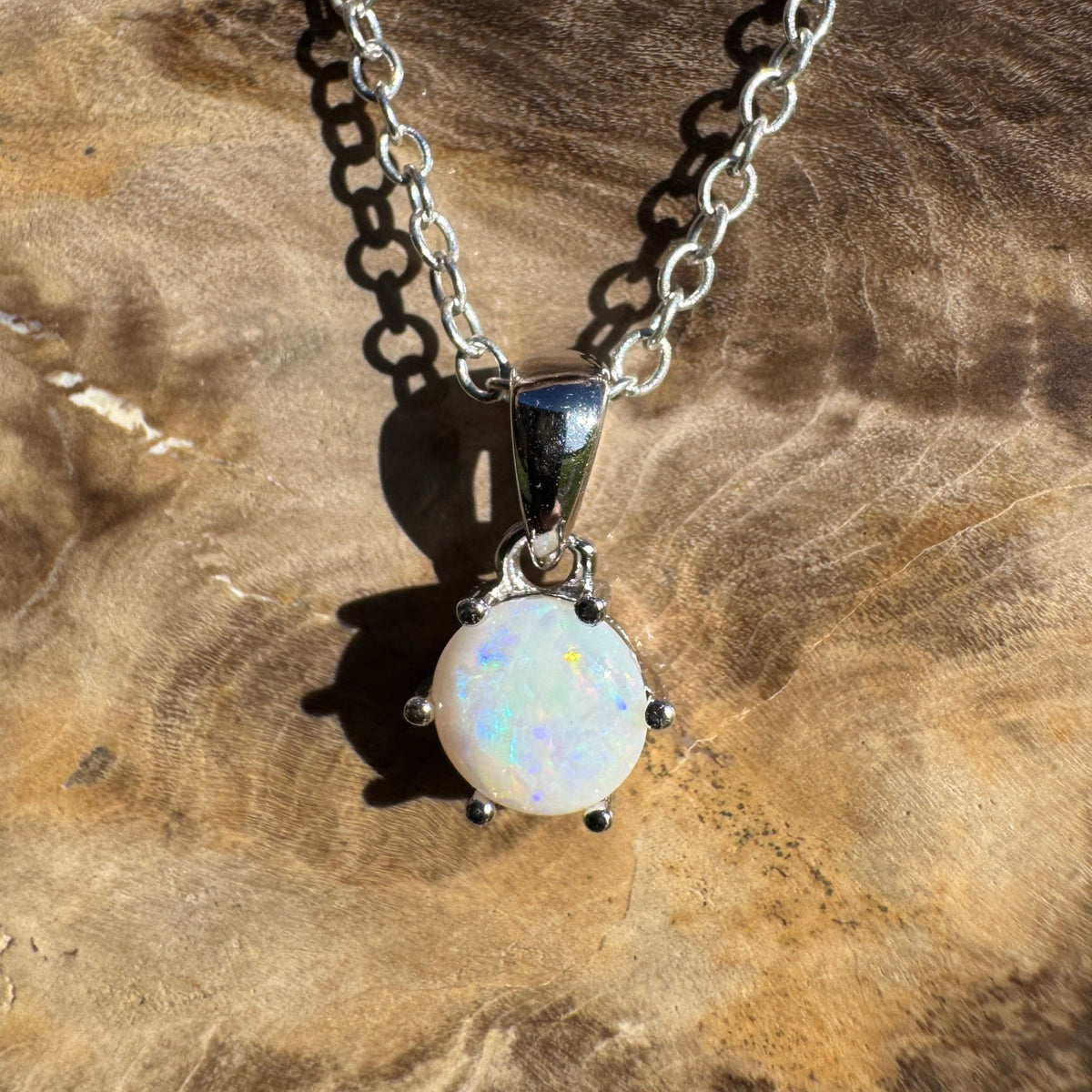 0.7ct Coober Pedy Opal Pendant Necklace ~ 'Denmark Colour' | 925 Sterling Silver | Solid Australian Opal