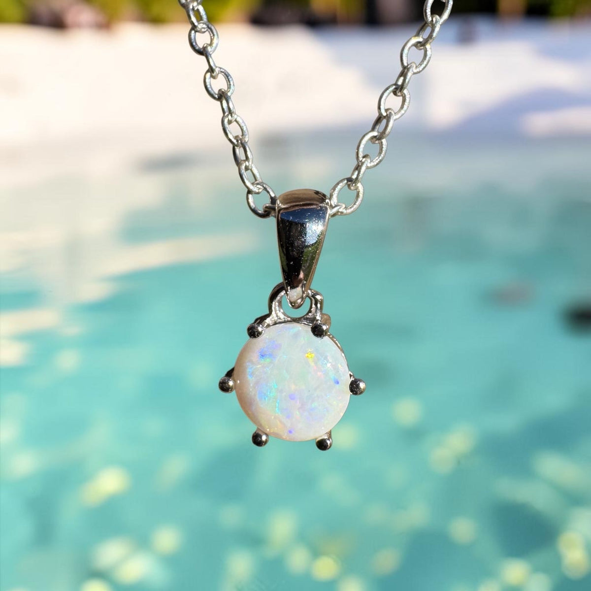 0.7ct Coober Pedy Opal Pendant Necklace ~ 'Denmark Colour' | 925 Sterling Silver | Solid Australian Opal