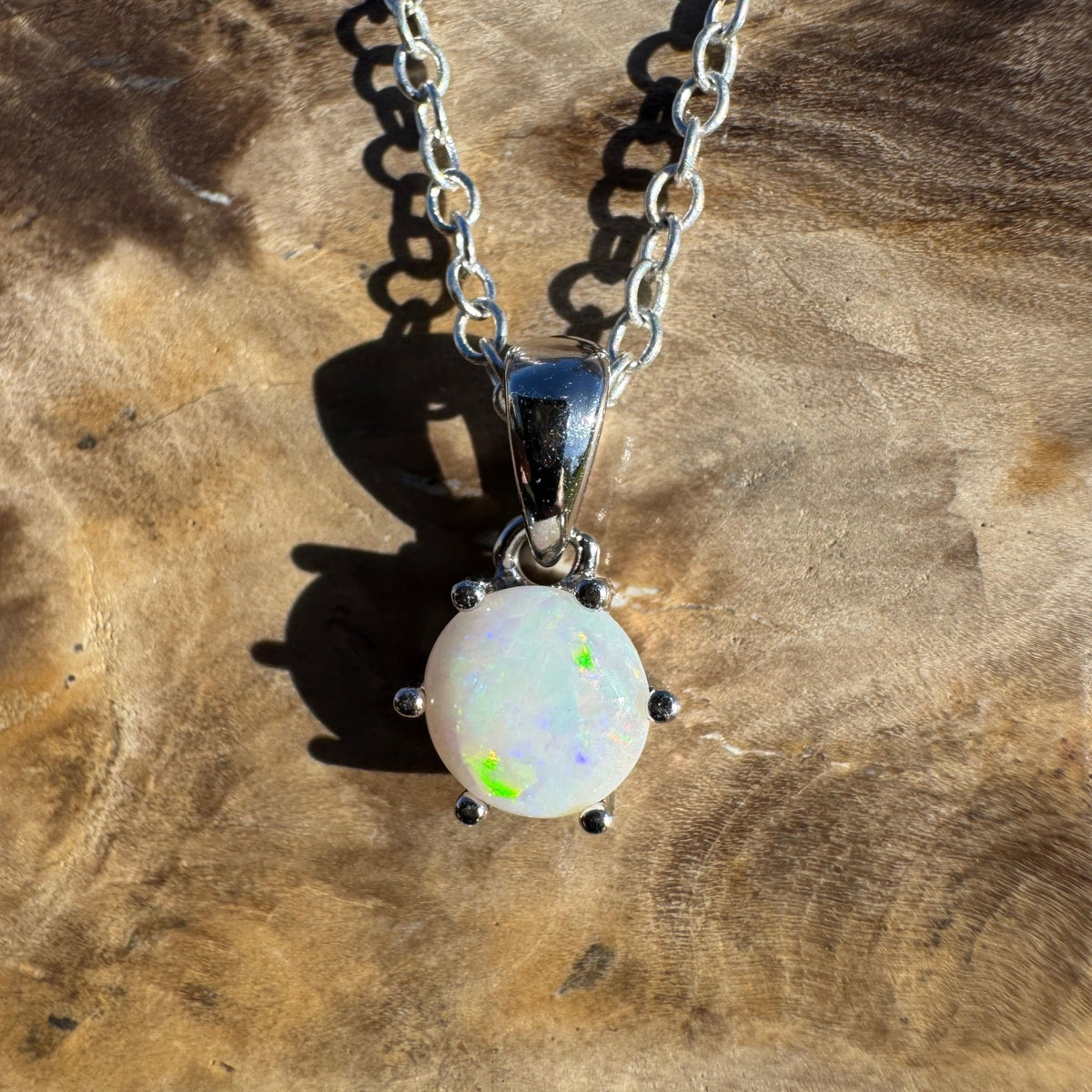 0.7ct Coober Pedy Opal Pendant Necklace ~ 'Denmark Colour' | 925 Sterling Silver | Solid Australian Opal