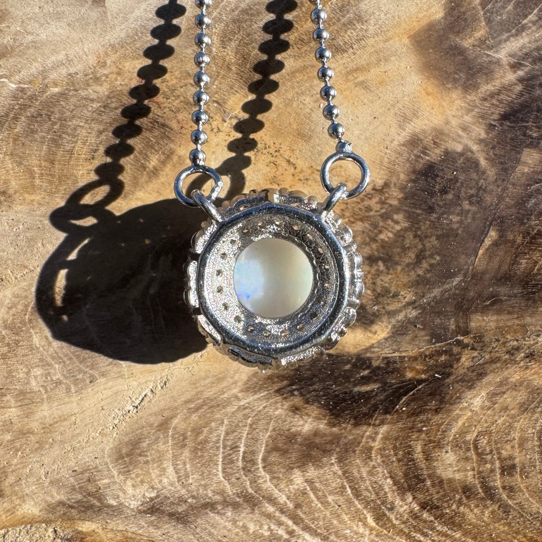 0.7ct Coober Pedy Opal Pendant Necklace ~ 'Exmouth Light' | 925 Sterling Silver | Solid Australian Opal