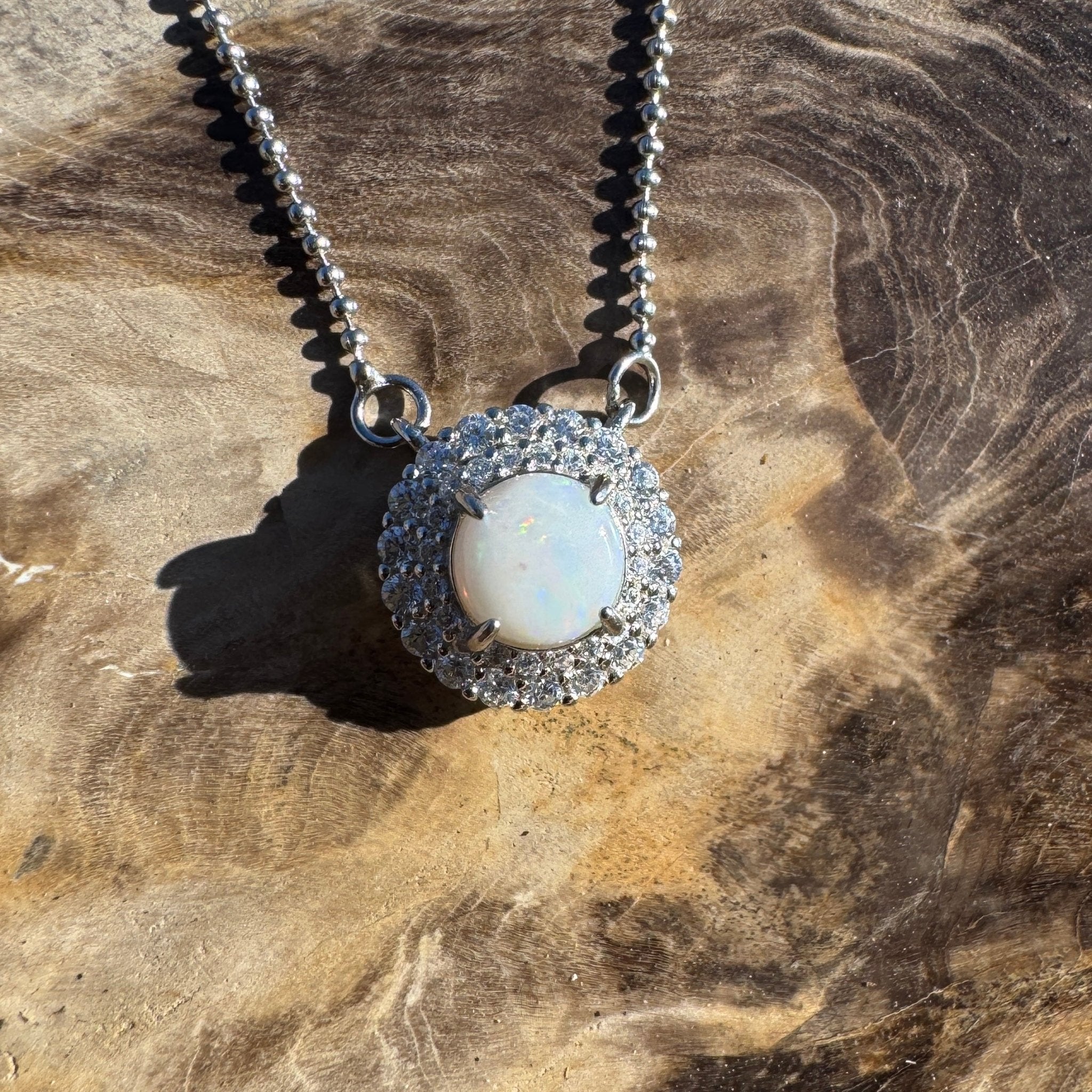 0.7ct Coober Pedy Opal Pendant Necklace ~ 'Exmouth Light' | 925 Sterling Silver | Solid Australian Opal