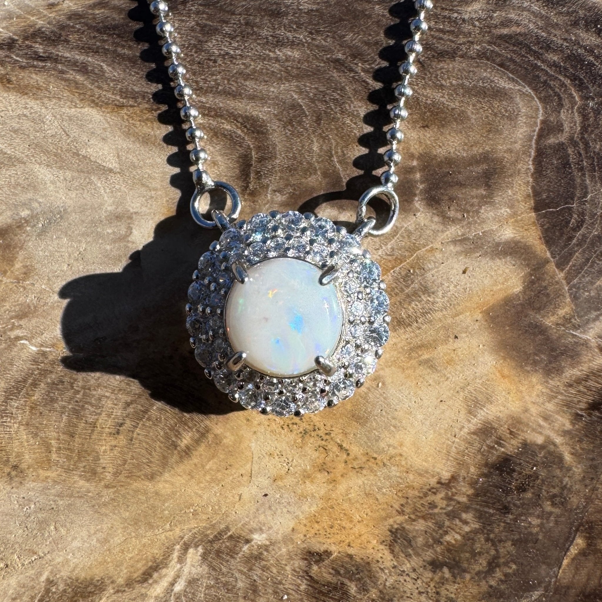 0.7ct Coober Pedy Opal Pendant Necklace ~ 'Exmouth Light' | 925 Sterling Silver | Solid Australian Opal
